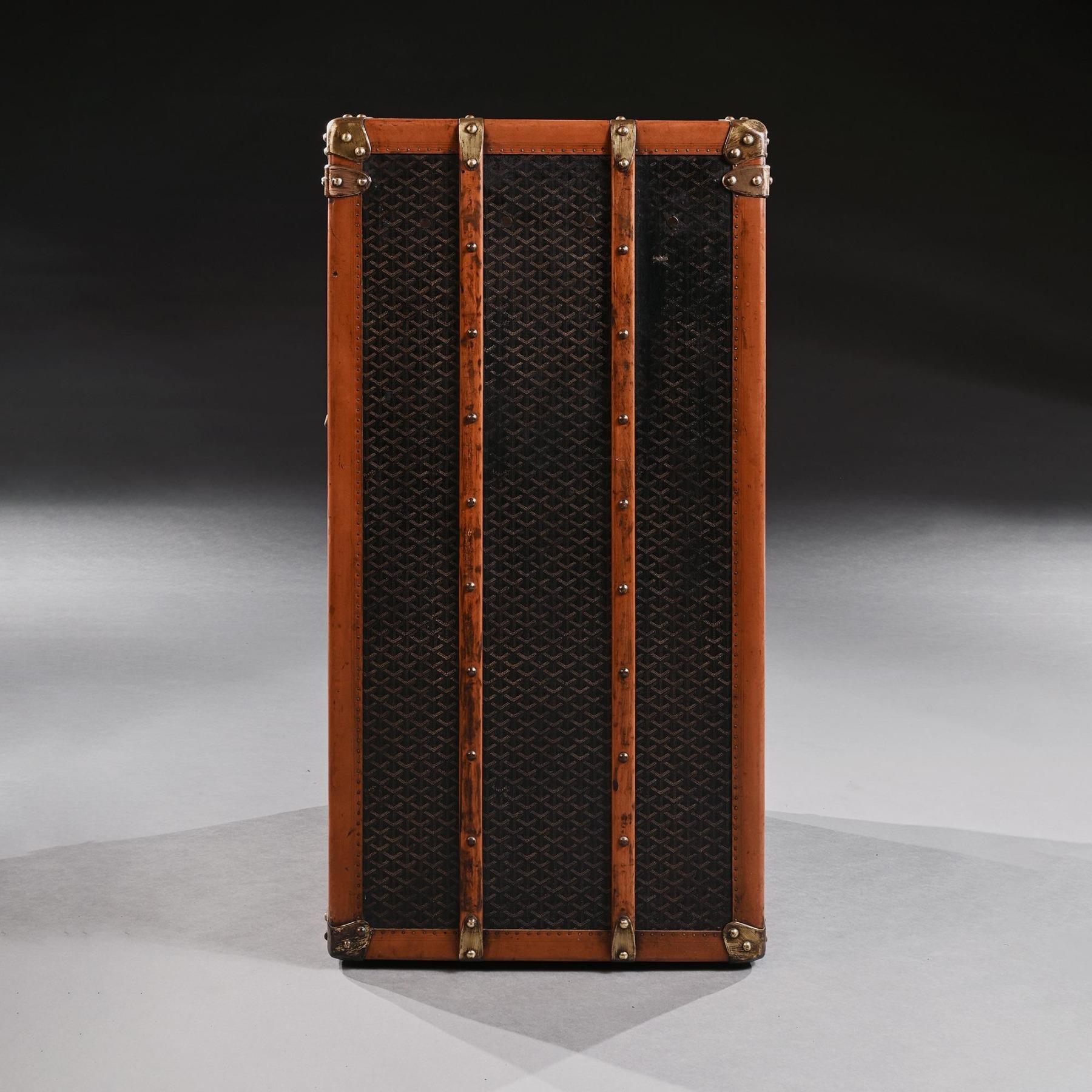 Pelle Baule Goyard Un raro baule a vapore o guardaroba dei primi del Novecento di Goyard in vendita