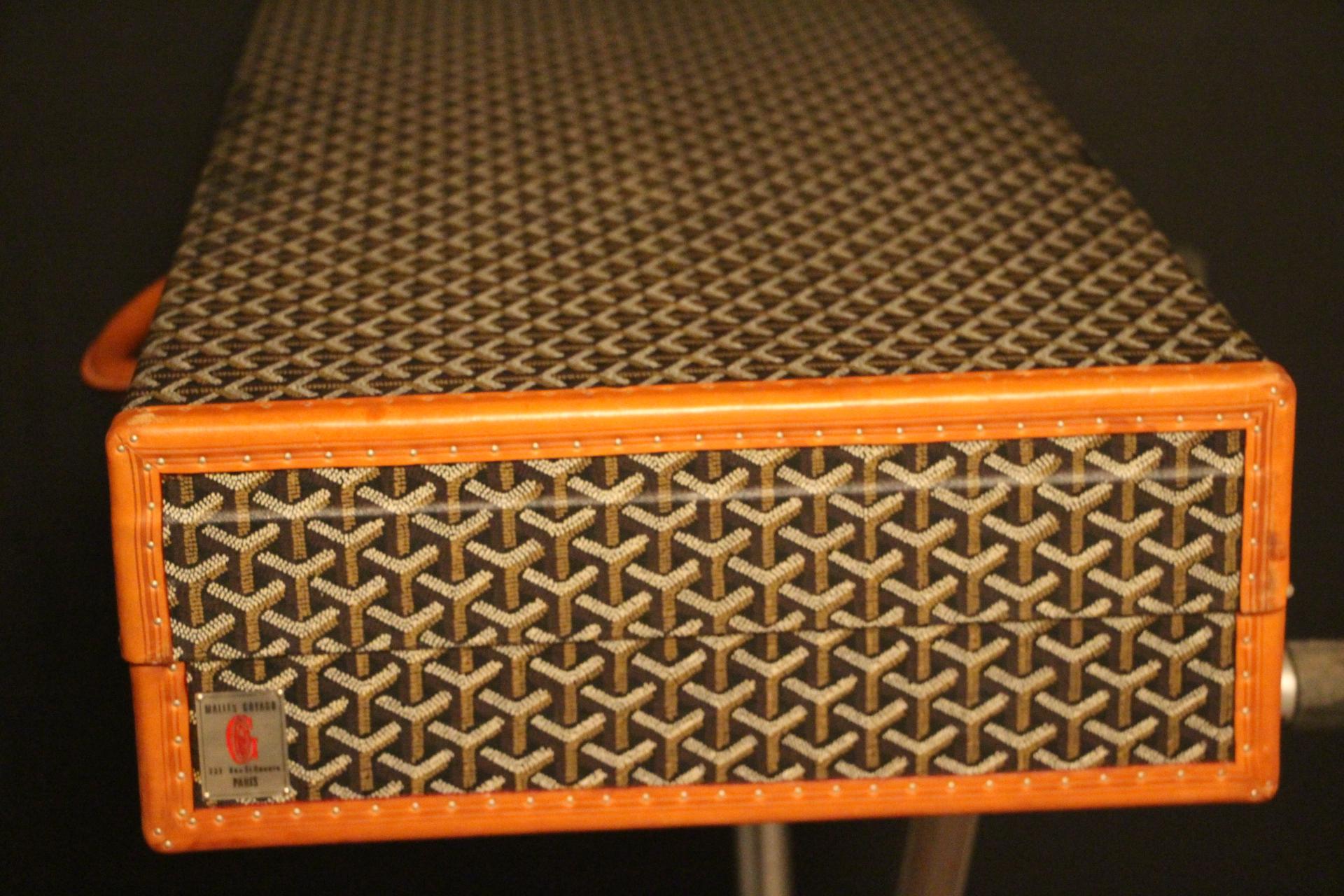 French Goyard Trunk, Goyard Picnic Trunk, Goyard Folding Sideboard Table