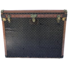 Goyard Trunk in Black Monogram Canvas, circa 1930, French Luggage