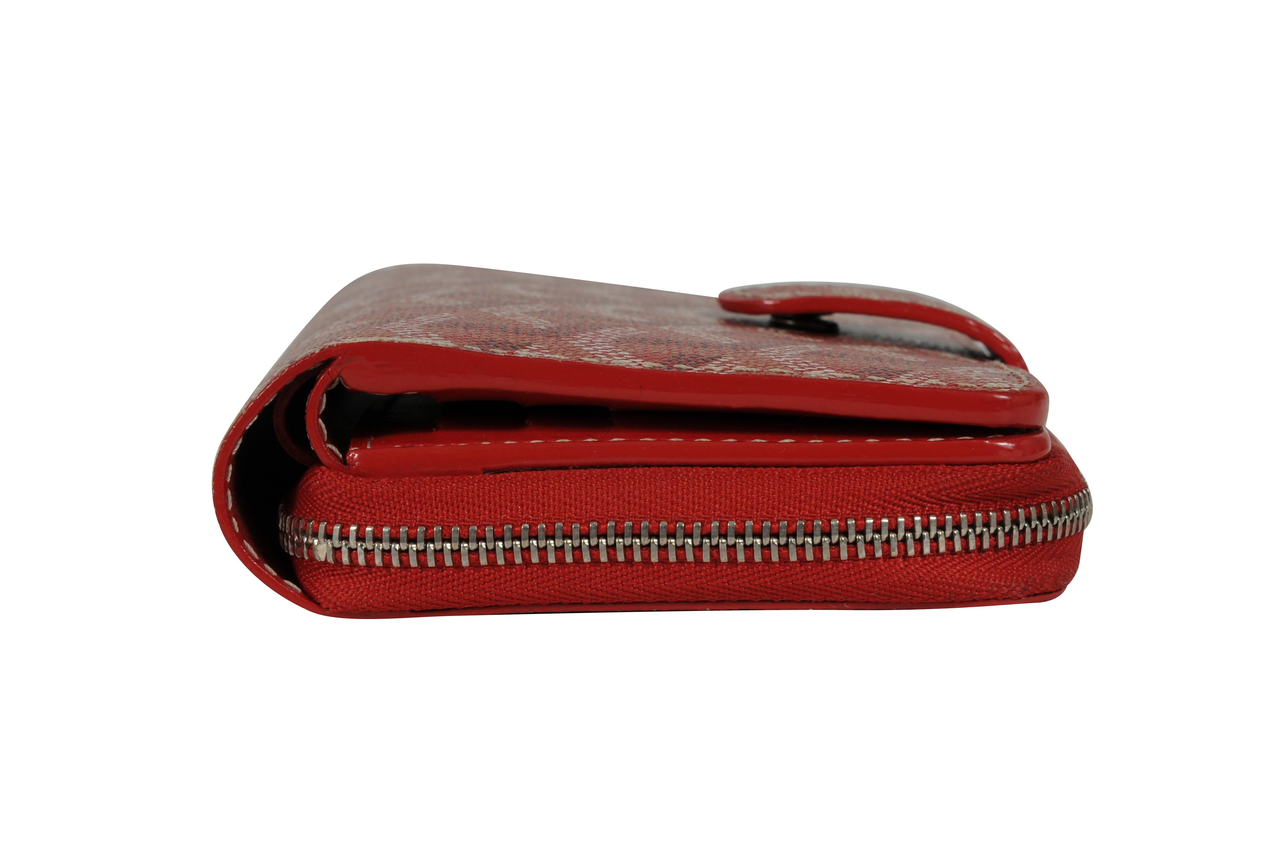 Goyard Tuileries Wallet Red Button Snap Card Slot Portefeuille Zipped PM en vente 5
