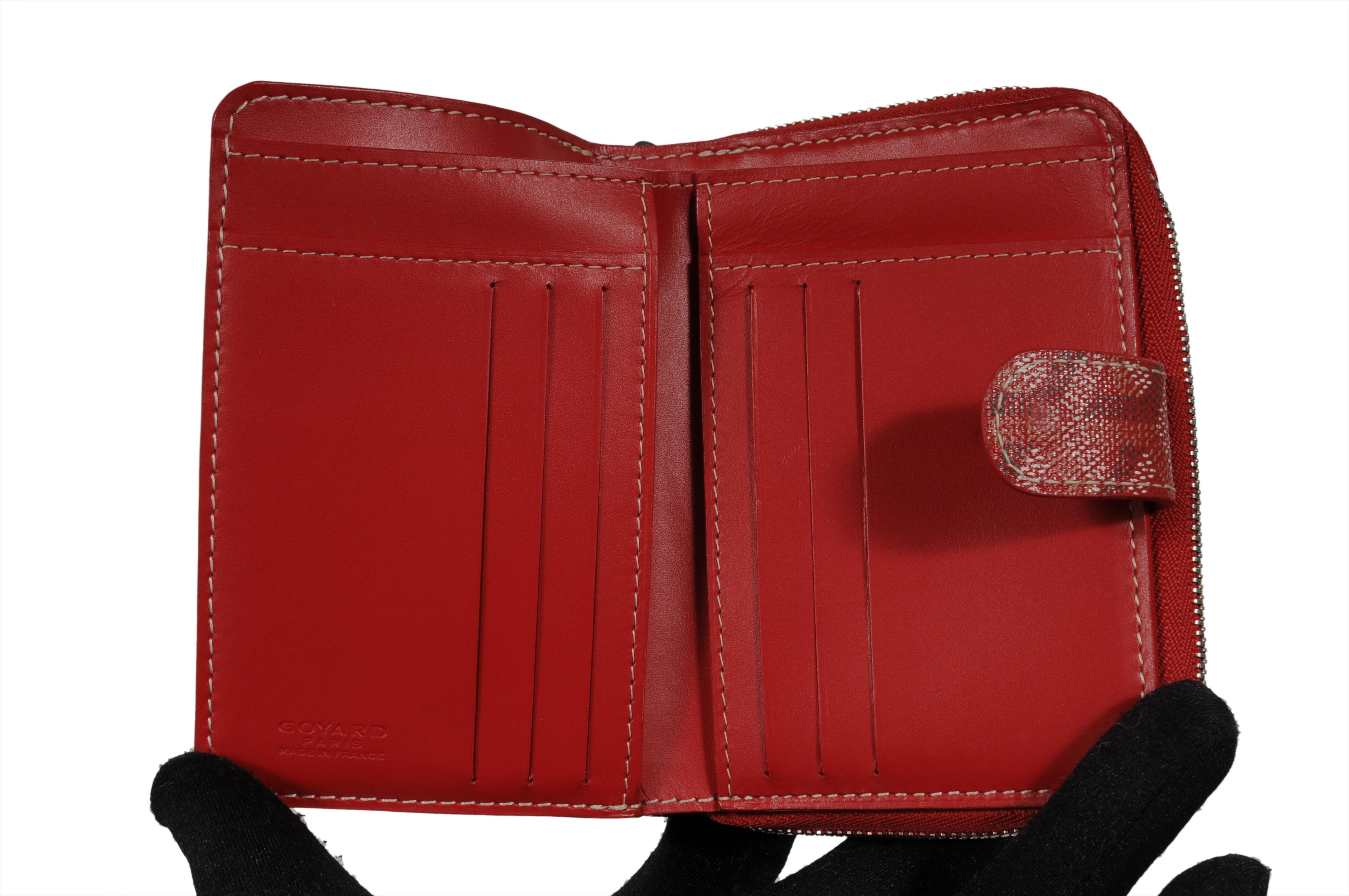 Goyard Tuileries Wallet Red Button Snap Card Slot Portefeuille Zipped PM en vente 6