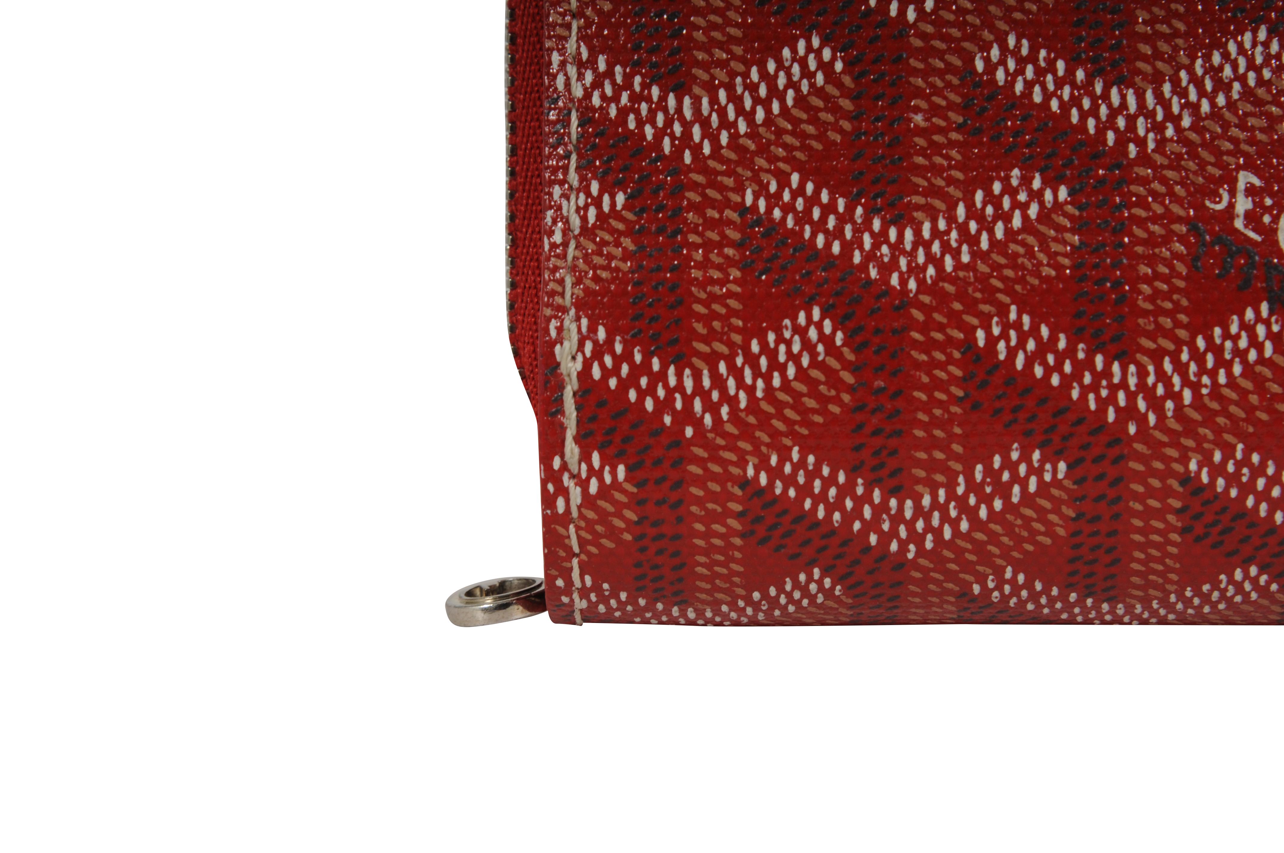 Goyard Tuileries Wallet Red Button Snap Card Slot Portefeuille Zipped PM Excellent état - En vente à North Miami, FL