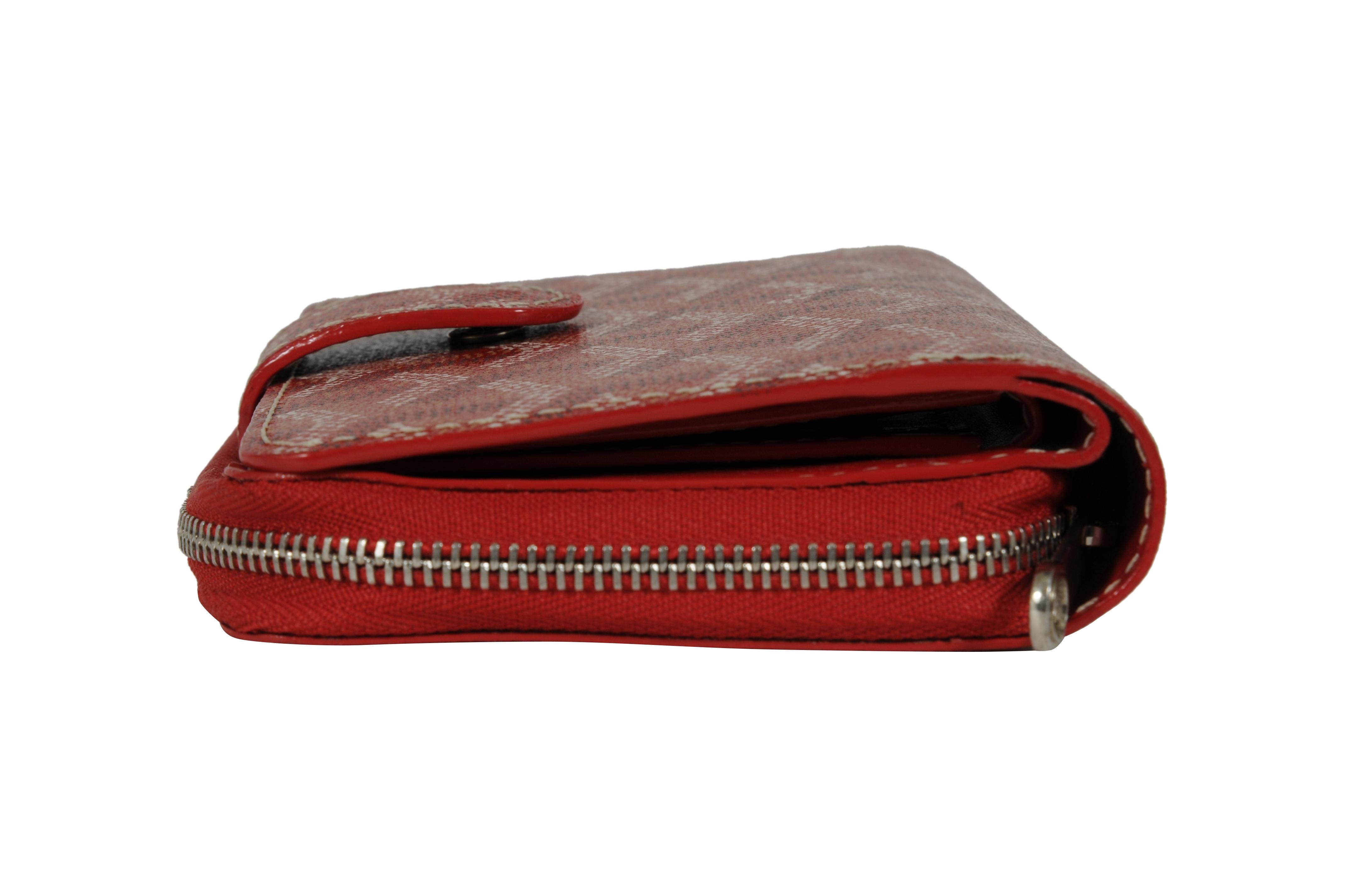 Goyard Tuileries Wallet Red Button Snap Card Slot Portefeuille Zipped PM en vente 3