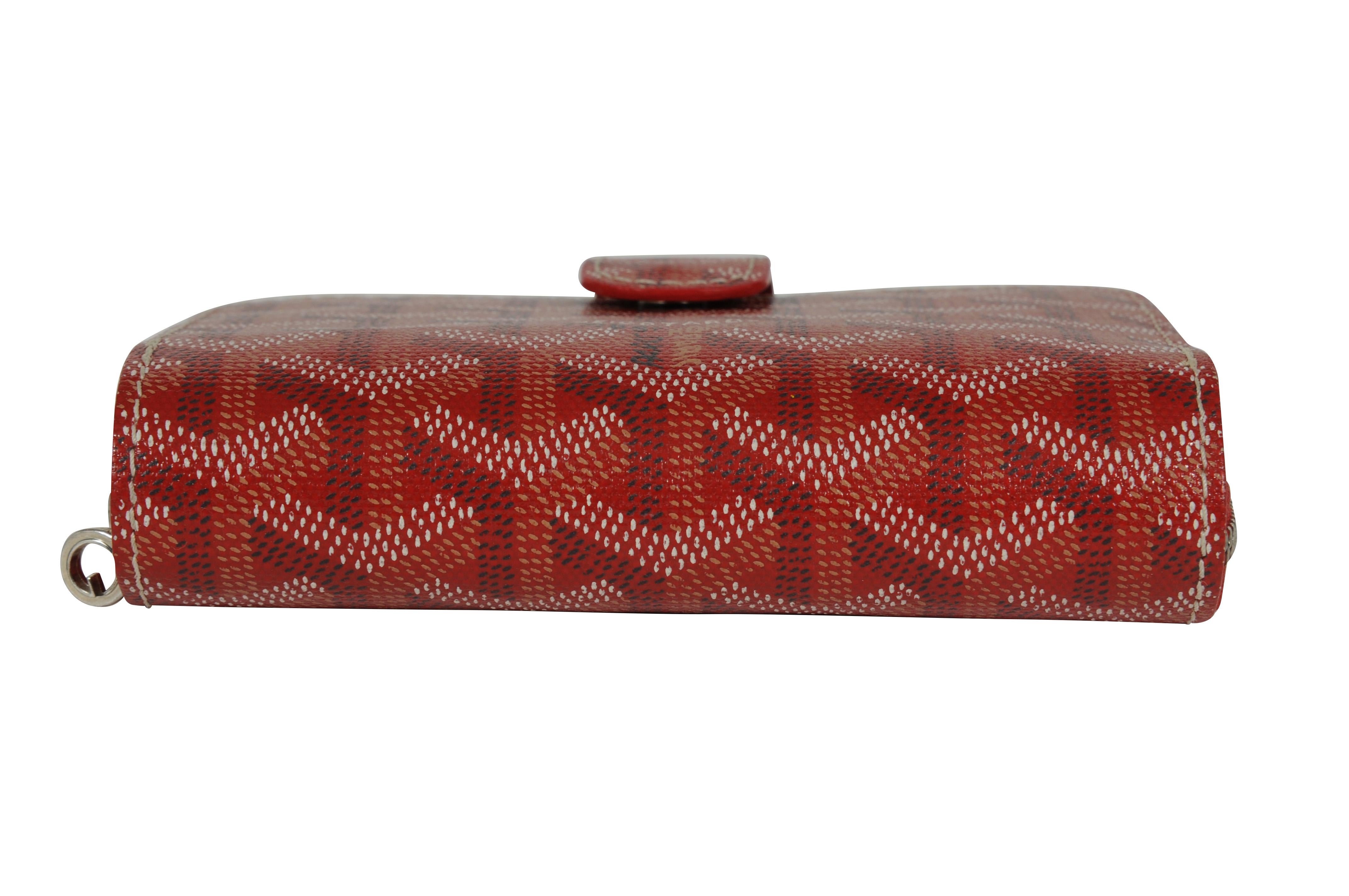 Goyard Tuileries Wallet Red Button Snap Card Slot Portefeuille Zipped PM en vente 4
