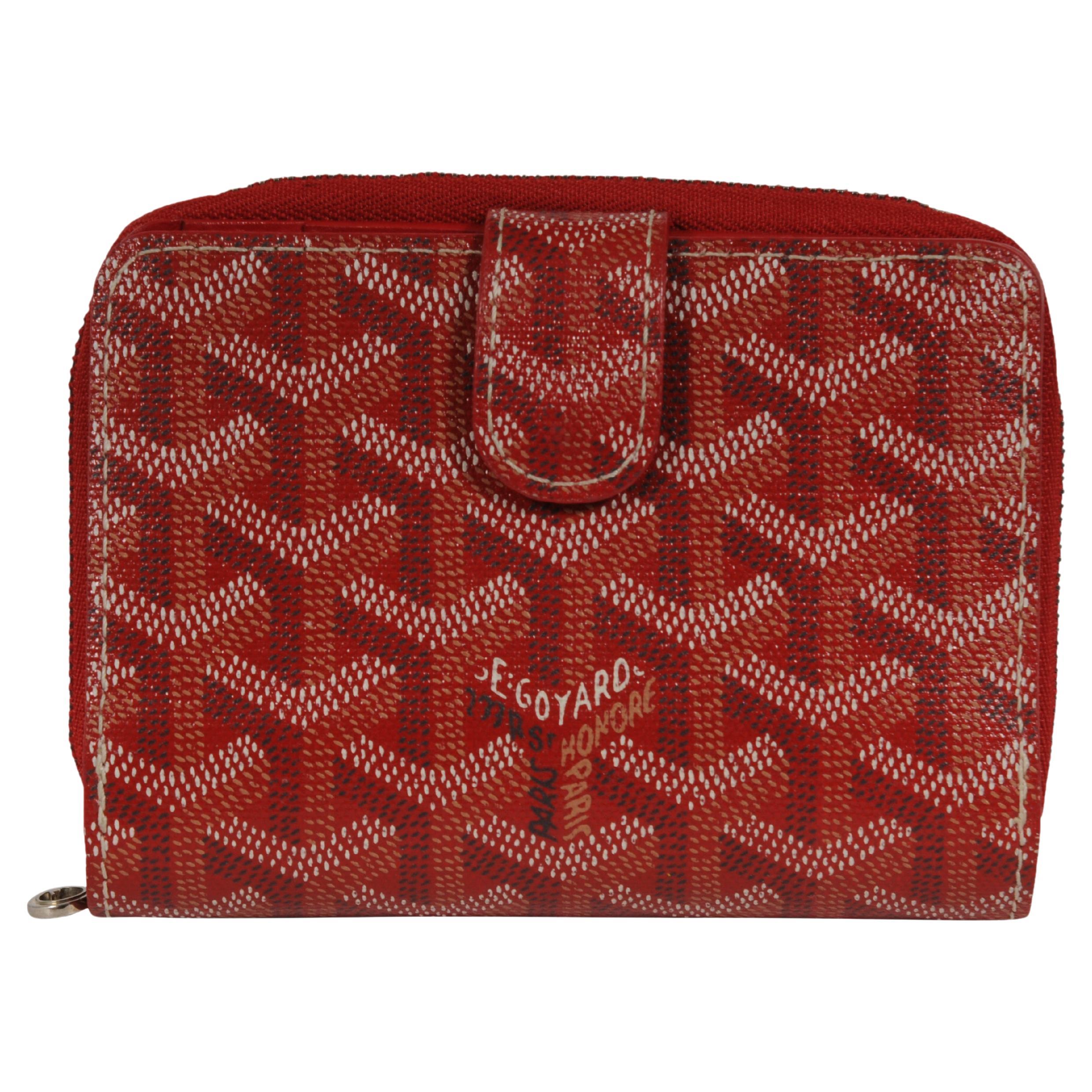 Goyard Tuileries Wallet Red Button Snap Card Slot Portefeuille Zipped PM en vente