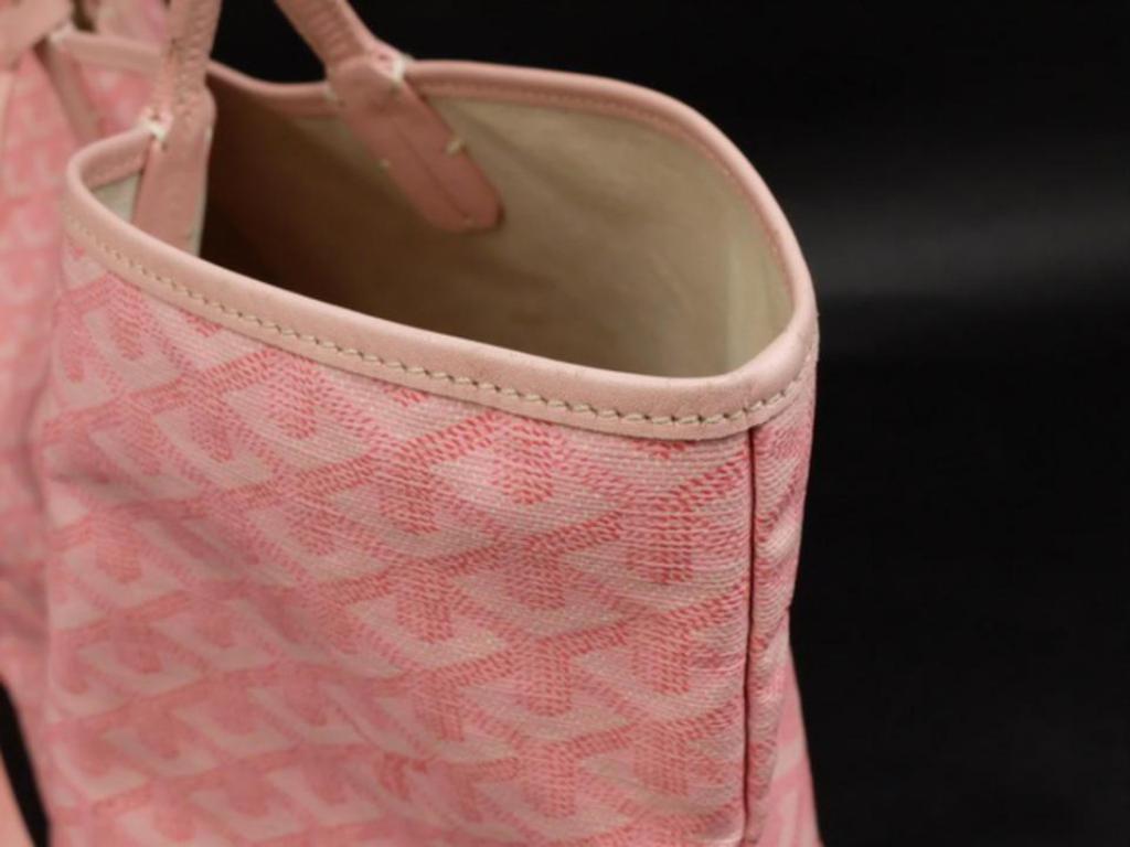 Goyard (Ultra Rare) Chevron St Louis with Pouch 231322 Pink Coated Canvas Tote For Sale 2