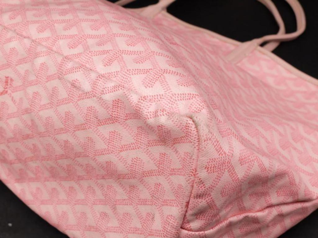 Goyard (Ultra Rare) Chevron St Louis with Pouch 231322 Pink Coated Canvas Tote For Sale 3