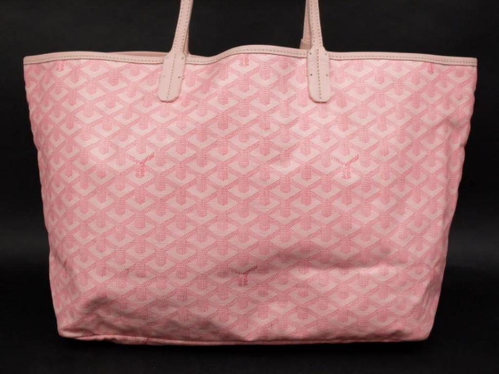 Goyard (Ultra Rare) Chevron St Louis with Pouch 231322 Pink Coated Canvas Tote In Good Condition For Sale In Forest Hills, NY