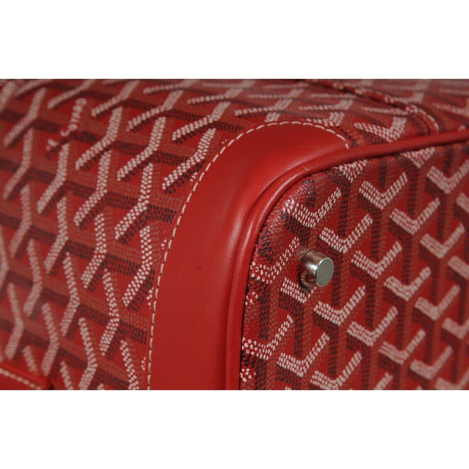 Goyard Vanity Train Case Red Canvas Crossbody Travel Bag Vintage Luggage Tote For Sale 5