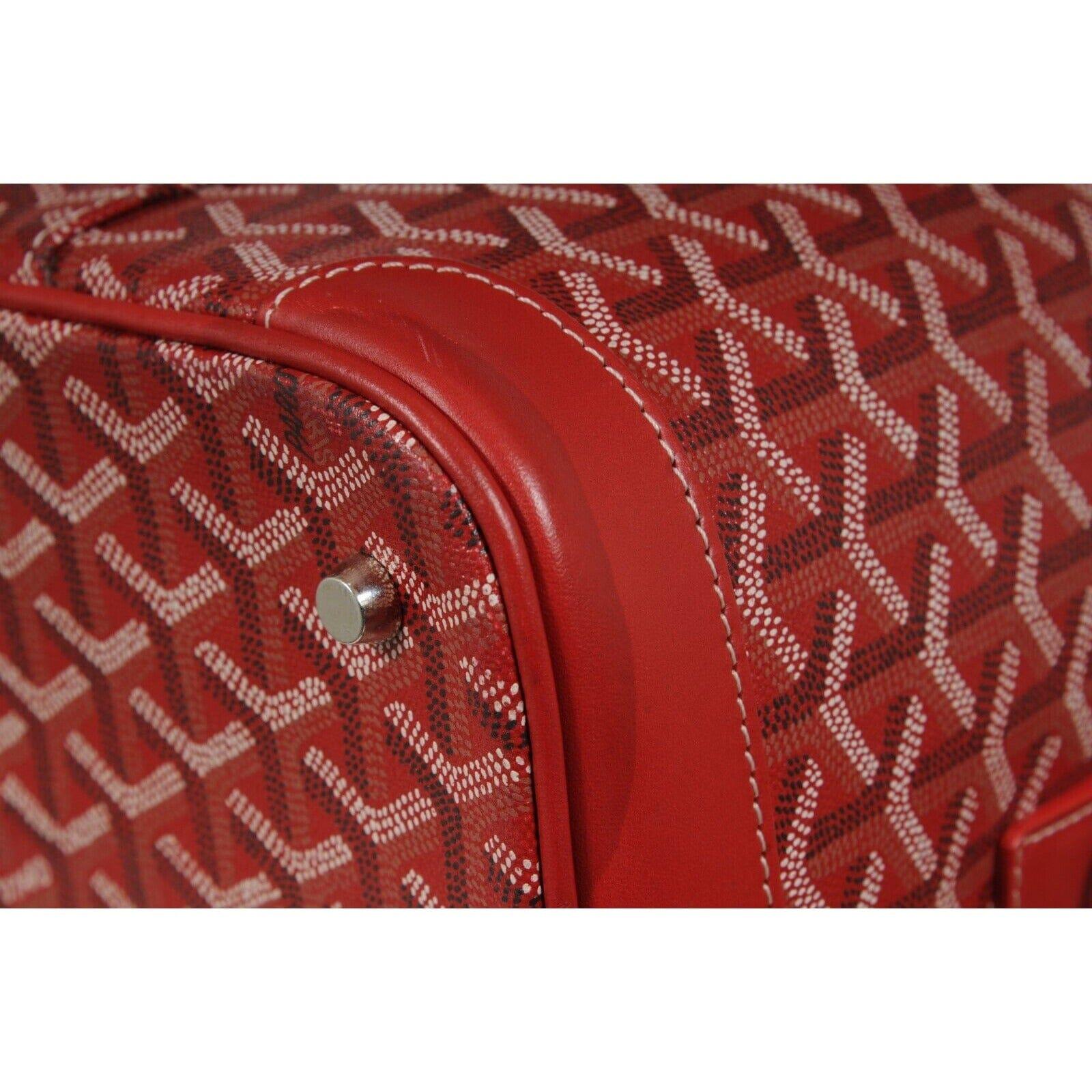 Goyard Vanity Train Case Red Canvas Crossbody Travel Bag Vintage Luggage Tote For Sale 6
