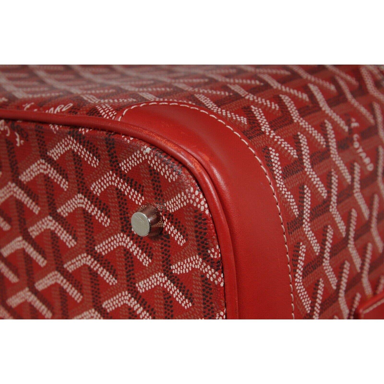 Goyard Vanity Train Case Red Canvas Crossbody Travel Bag Vintage Luggage Tote For Sale 7
