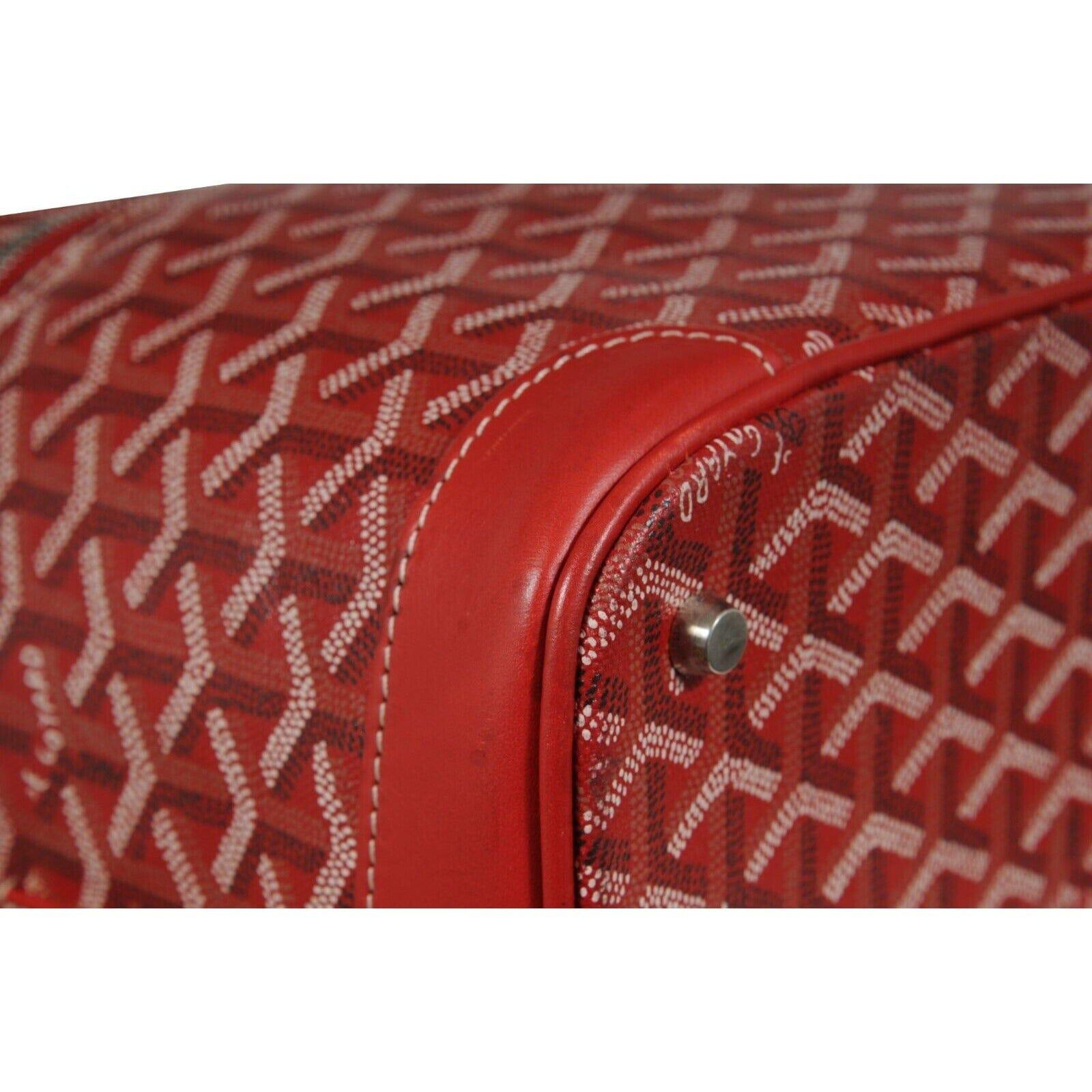 Goyard Vanity Train Case Red Canvas Crossbody Travel Bag Vintage Luggage Tote For Sale 8