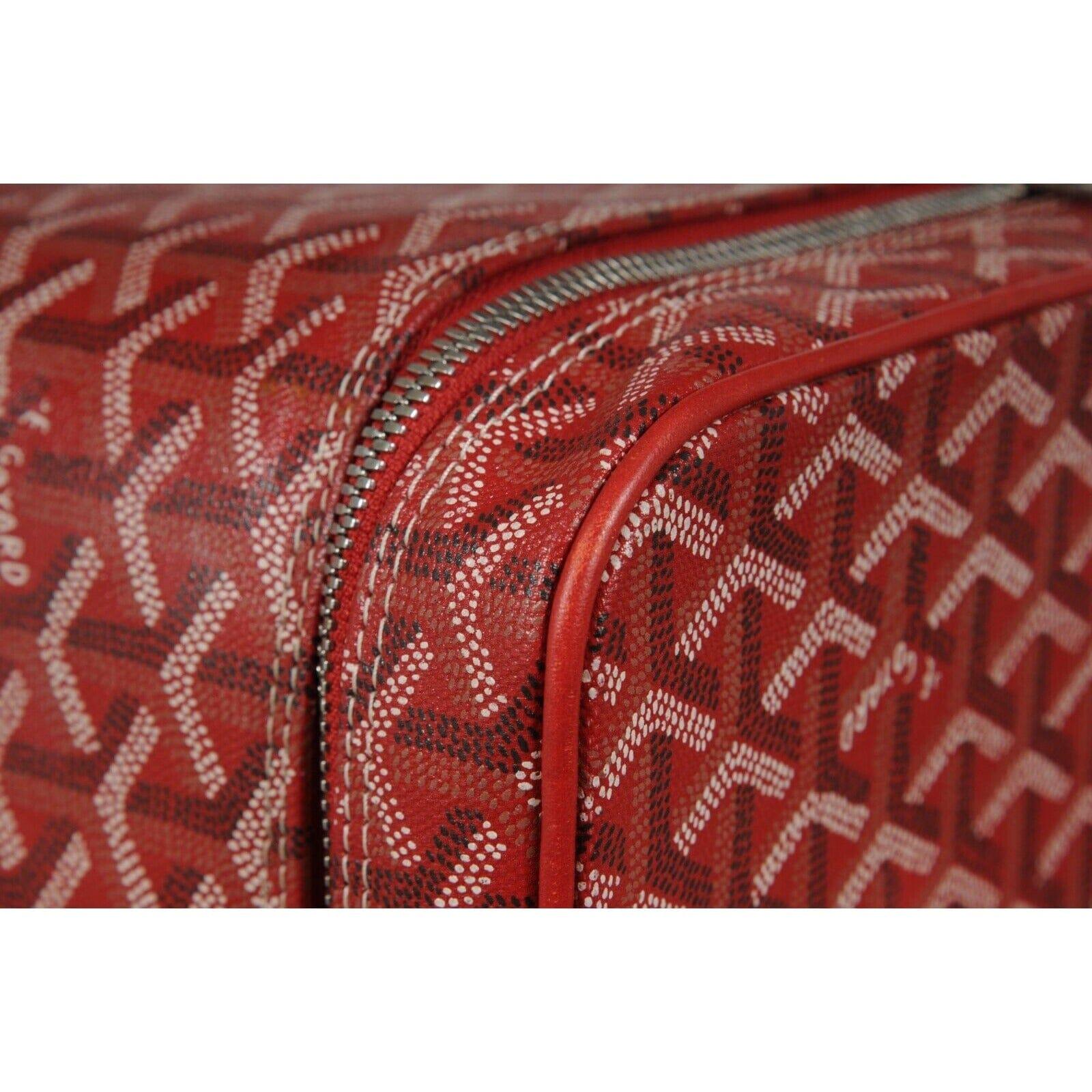 Goyard Vanity Train Case Red Canvas Crossbody Travel Bag Vintage Luggage Tote For Sale 9