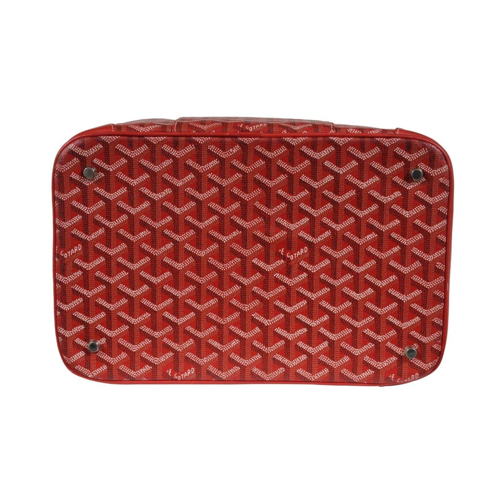 Goyard Vanity Train Case Red Canvas Crossbody Travel Bag Vintage Luggage Tote For Sale 11