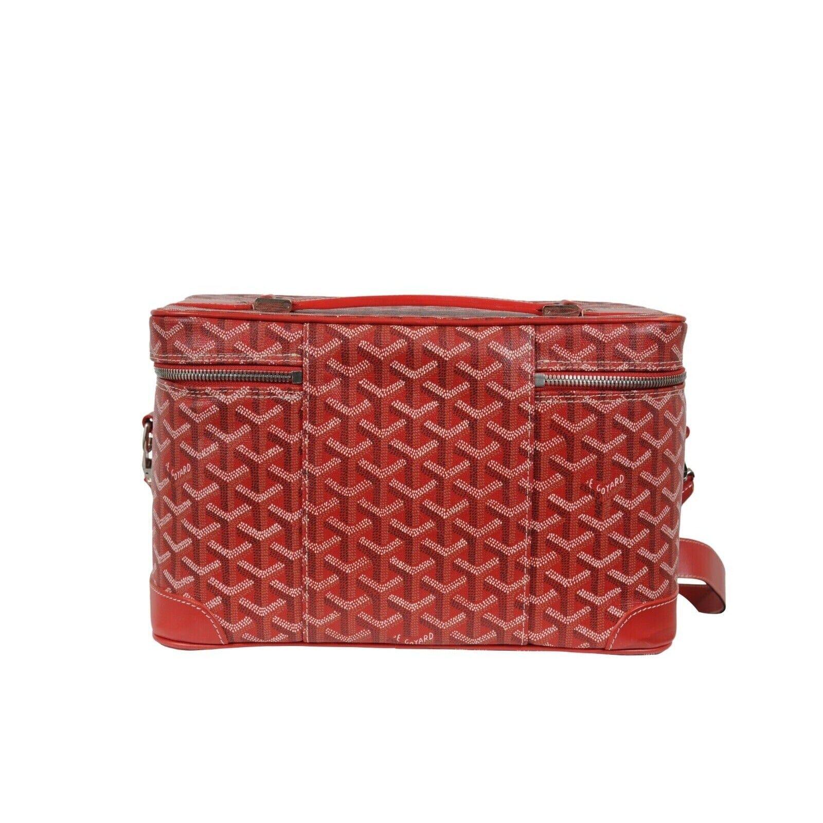 Women's or Men's Goyard Vanity Train Case Red Canvas Crossbody Travel Bag Vintage Luggage Tote For Sale