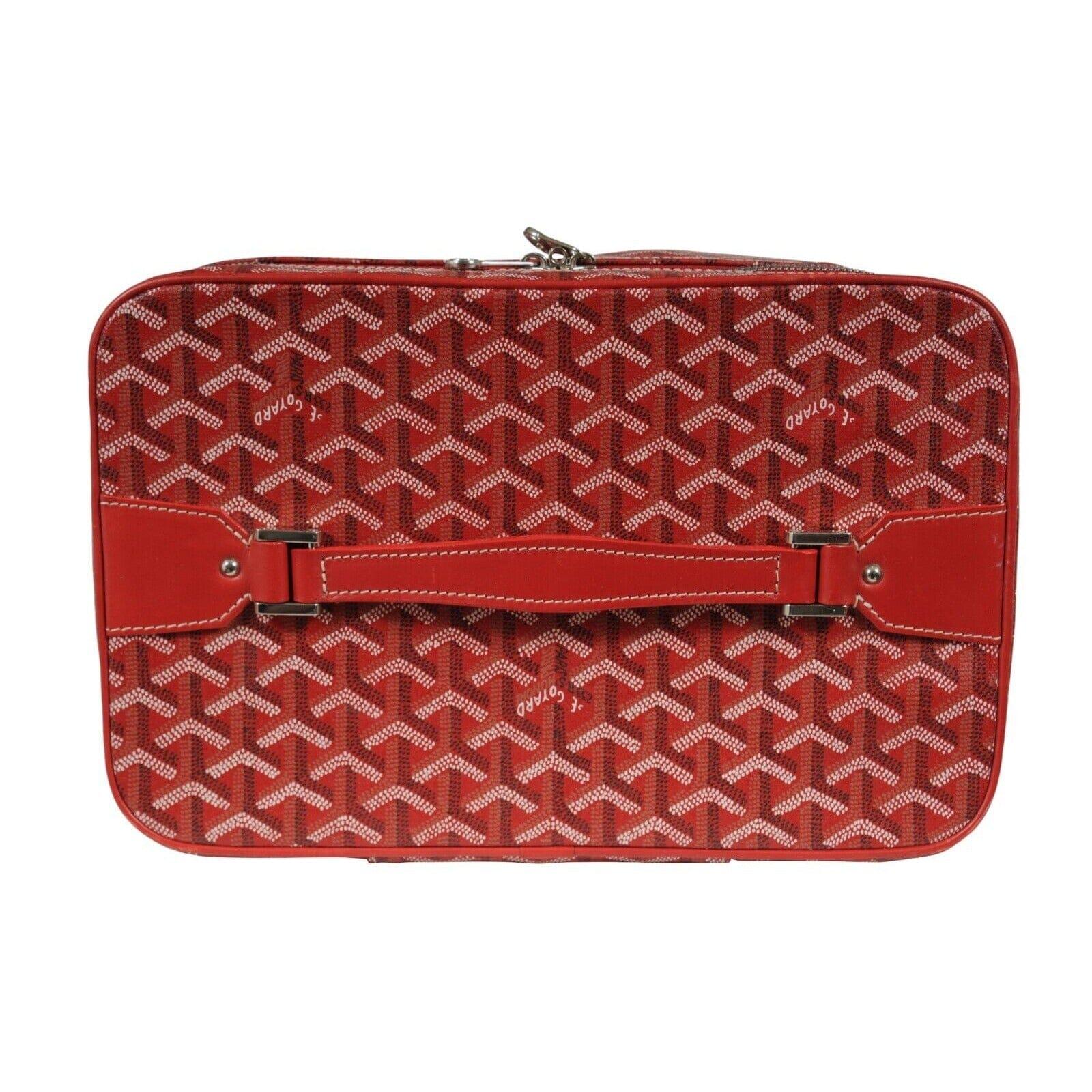 Goyard Vanity Train Case Red Canvas Crossbody Travel Bag Vintage Luggage Tote For Sale 1