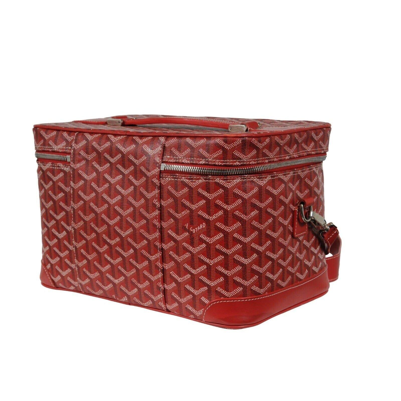 Goyard Vanity Train Case Red Canvas Crossbody Travel Bag Vintage Luggage Tote For Sale 3