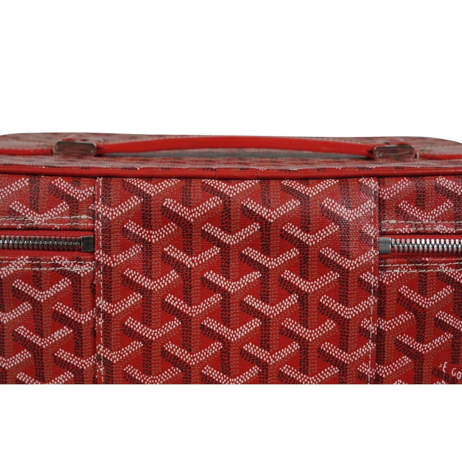 Goyard Vanity Train Case Red Canvas Crossbody Travel Bag Vintage Luggage Tote For Sale 4