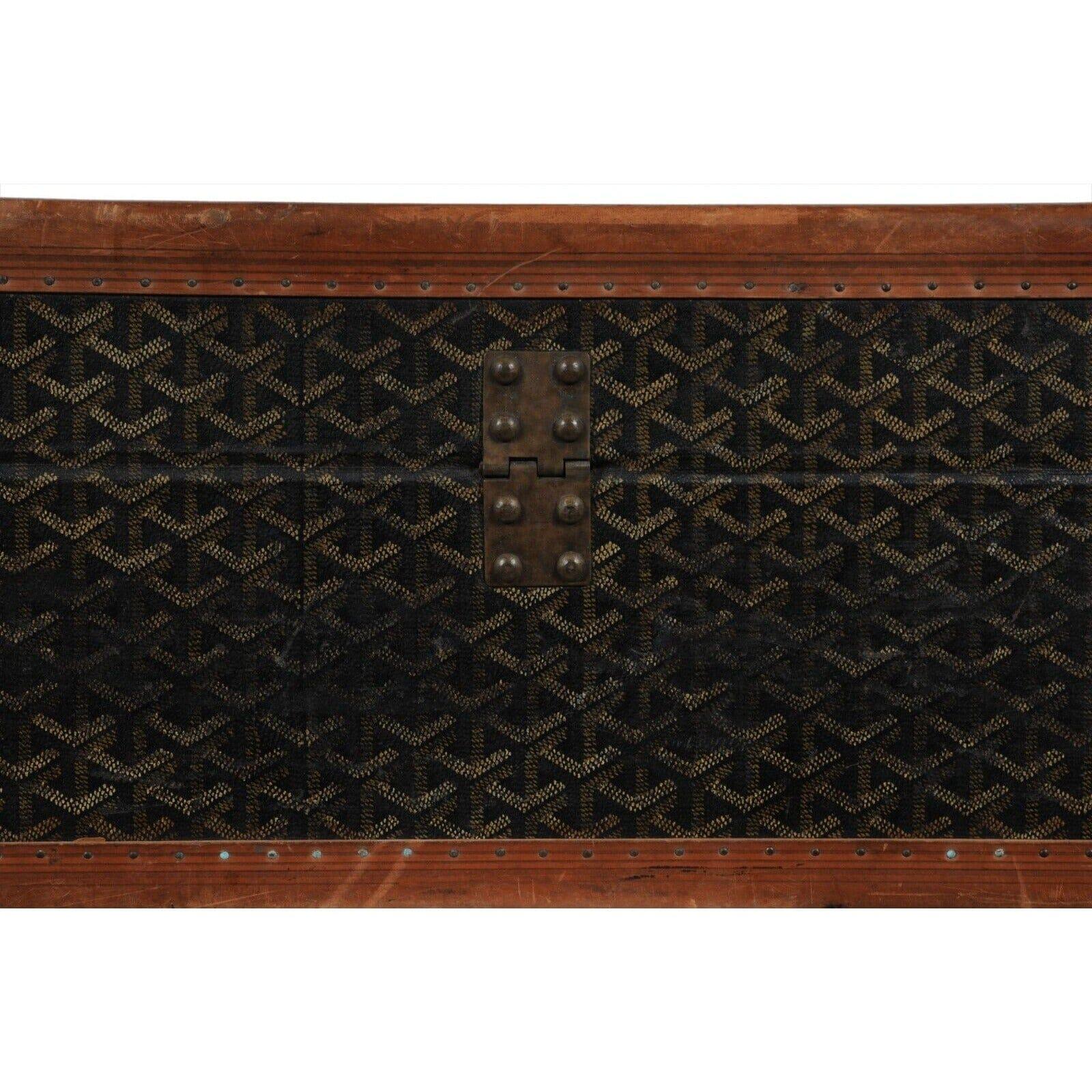 Goyard Vintage 1930 Malle A Valise Suitcase Travel Trunk Brown Hardsided Luggage For Sale 6