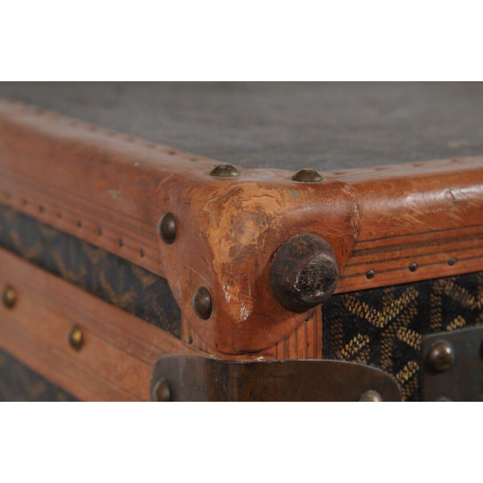 Goyard Vintage 1930 Malle A Valise Suitcase Travel Trunk Brown Hardsided Luggage For Sale 7