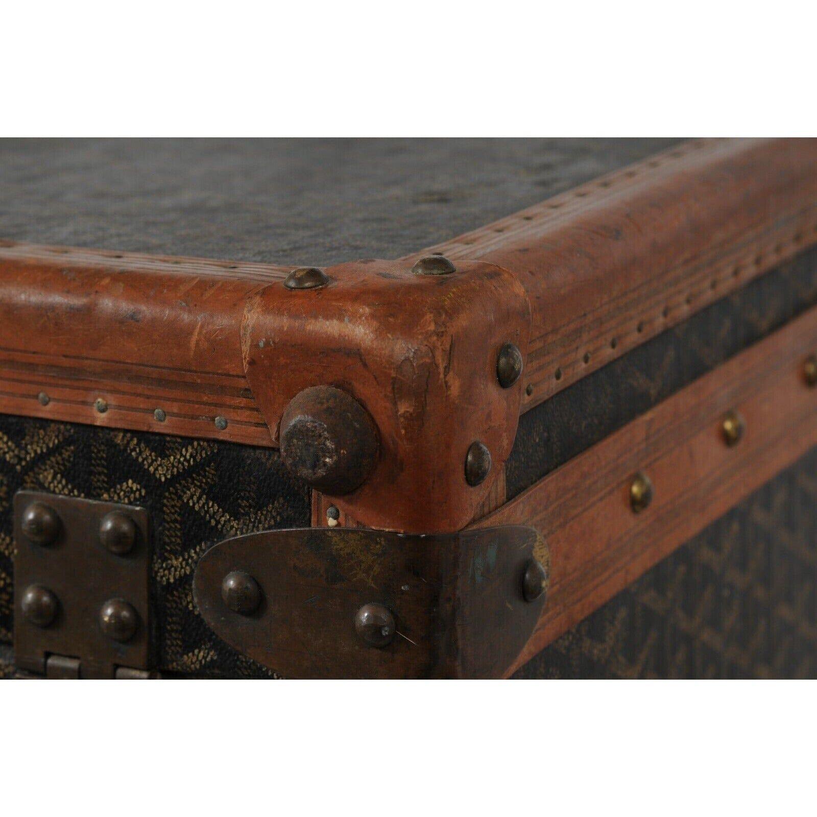 Goyard Vintage 1930 Malle A Valise Suitcase Travel Trunk Brown Hardsided Luggage For Sale 8