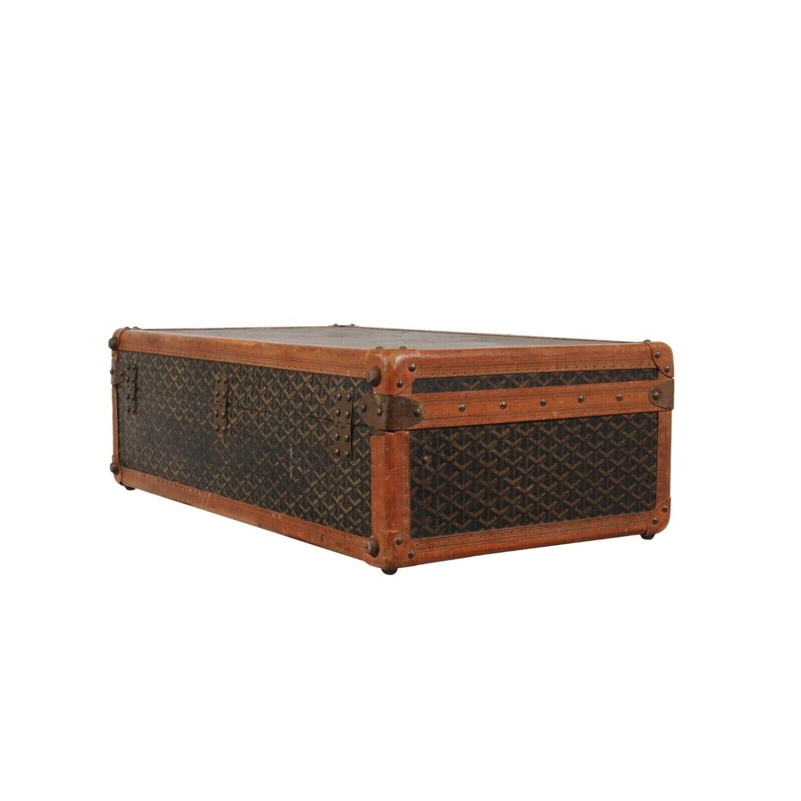 Goyard Vintage 1930 Malle A Valise Suitcase Travel Trunk Brown Hardsided Luggage For Sale 9