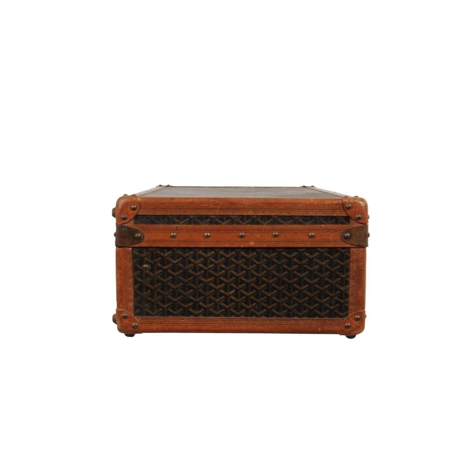 Goyard Vintage 1930 Malle A Valise Suitcase Travel Trunk Brown Hardsided Luggage For Sale 10