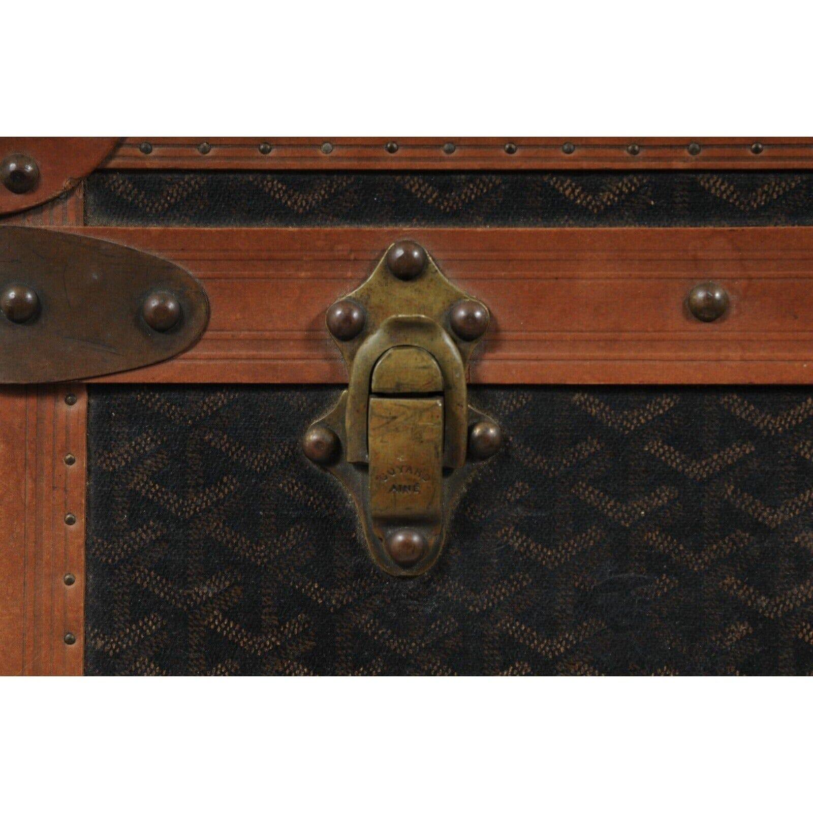Women's or Men's Goyard Vintage 1930 Malle A Valise Suitcase Travel Trunk Brown Hardsided Luggage For Sale