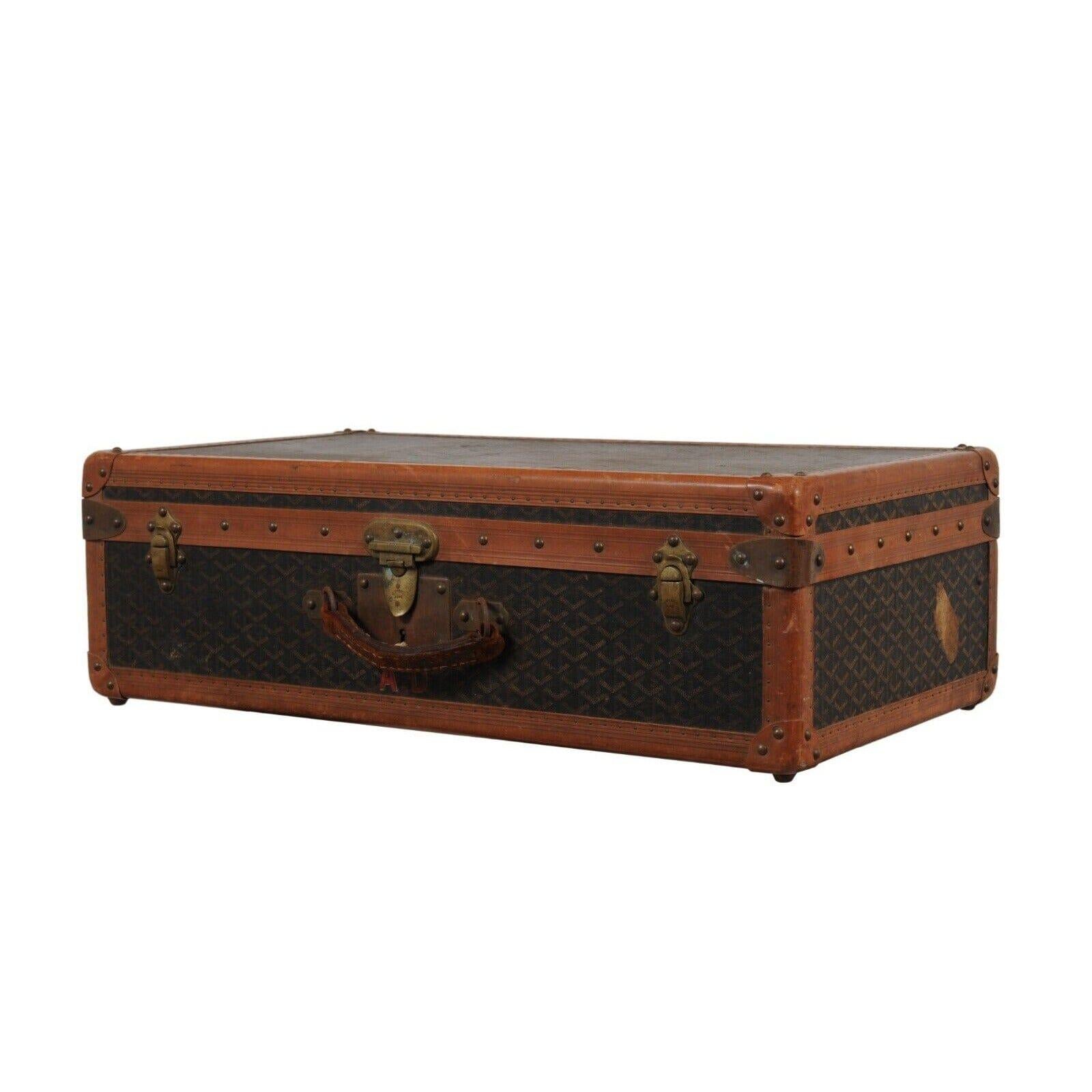 Goyard Vintage 1930 Malle A Valise Suitcase Travel Trunk Brown Hardsided Luggage For Sale 3