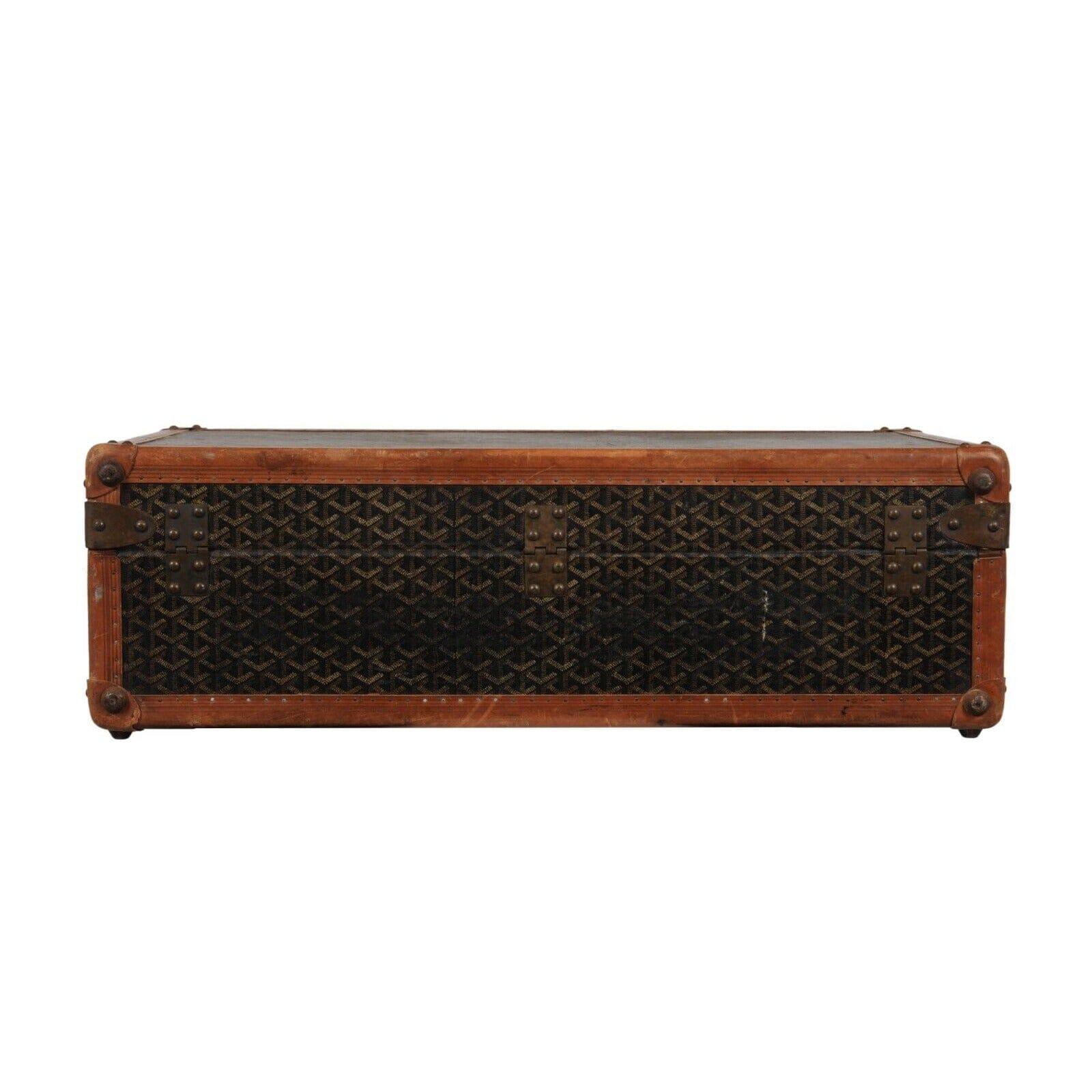 Goyard Vintage 1930 Malle A Valise Suitcase Travel Trunk Brown Hardsided Luggage For Sale 5