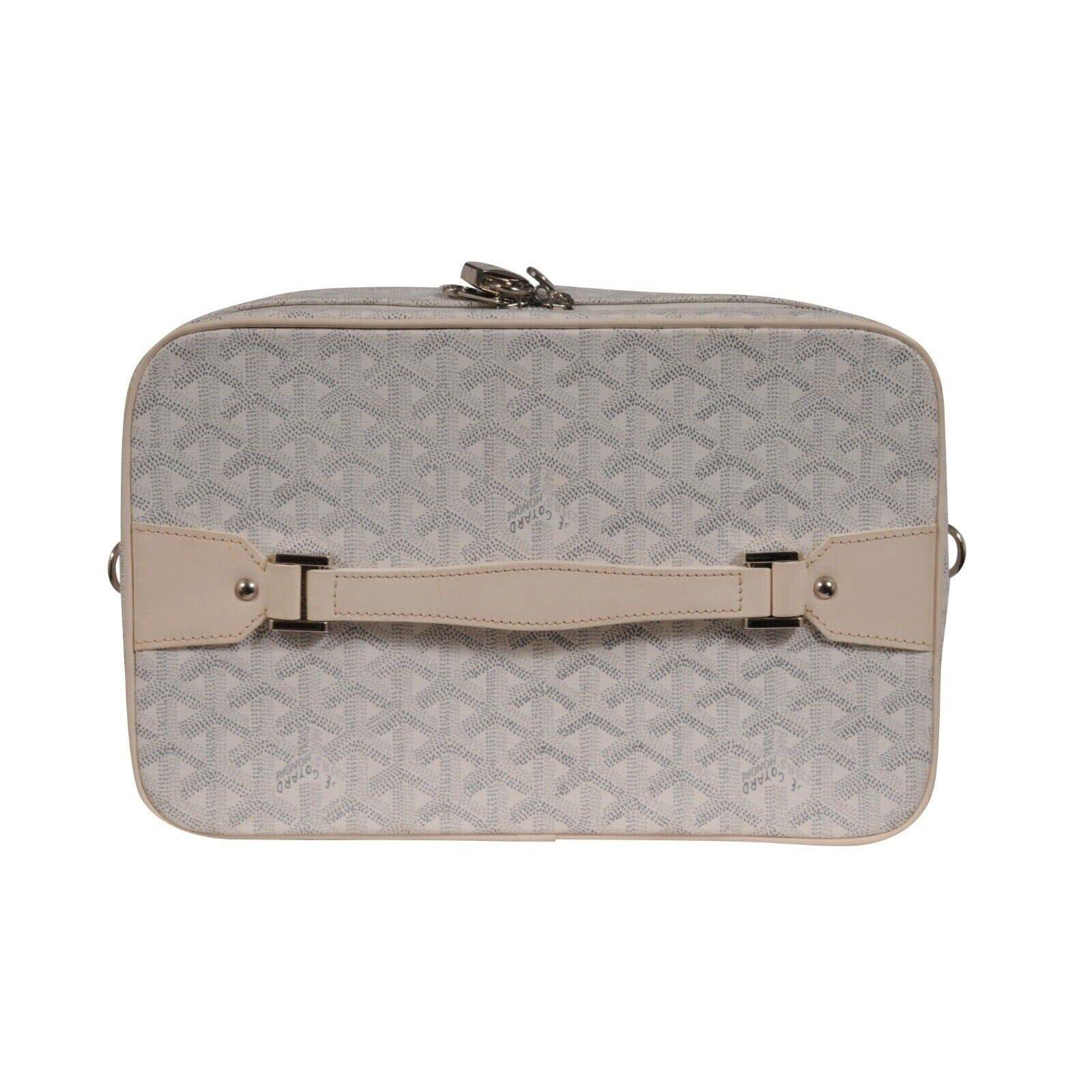 Goyard Vintage 2000's Y2k Blanco Vanity Train Case Canvas Crossbody Bolsa de viaje en venta 4