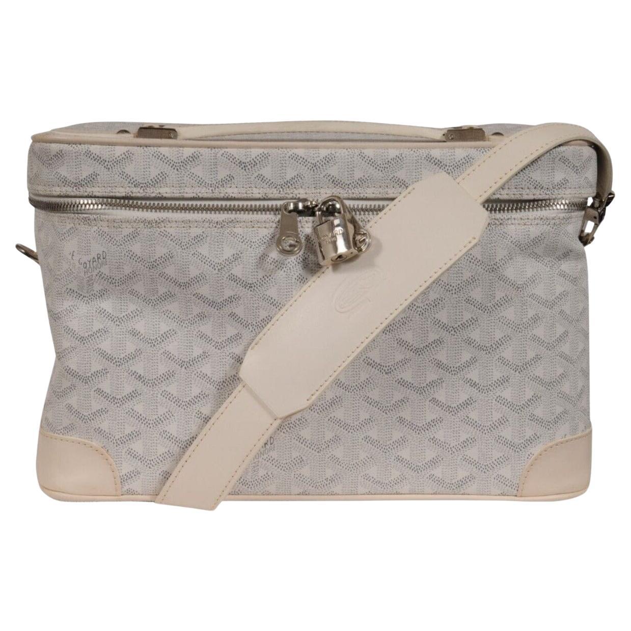 Goyard Vintage 2000's Y2k White Vanity Train Case Canvas Crossbody Travel Bag