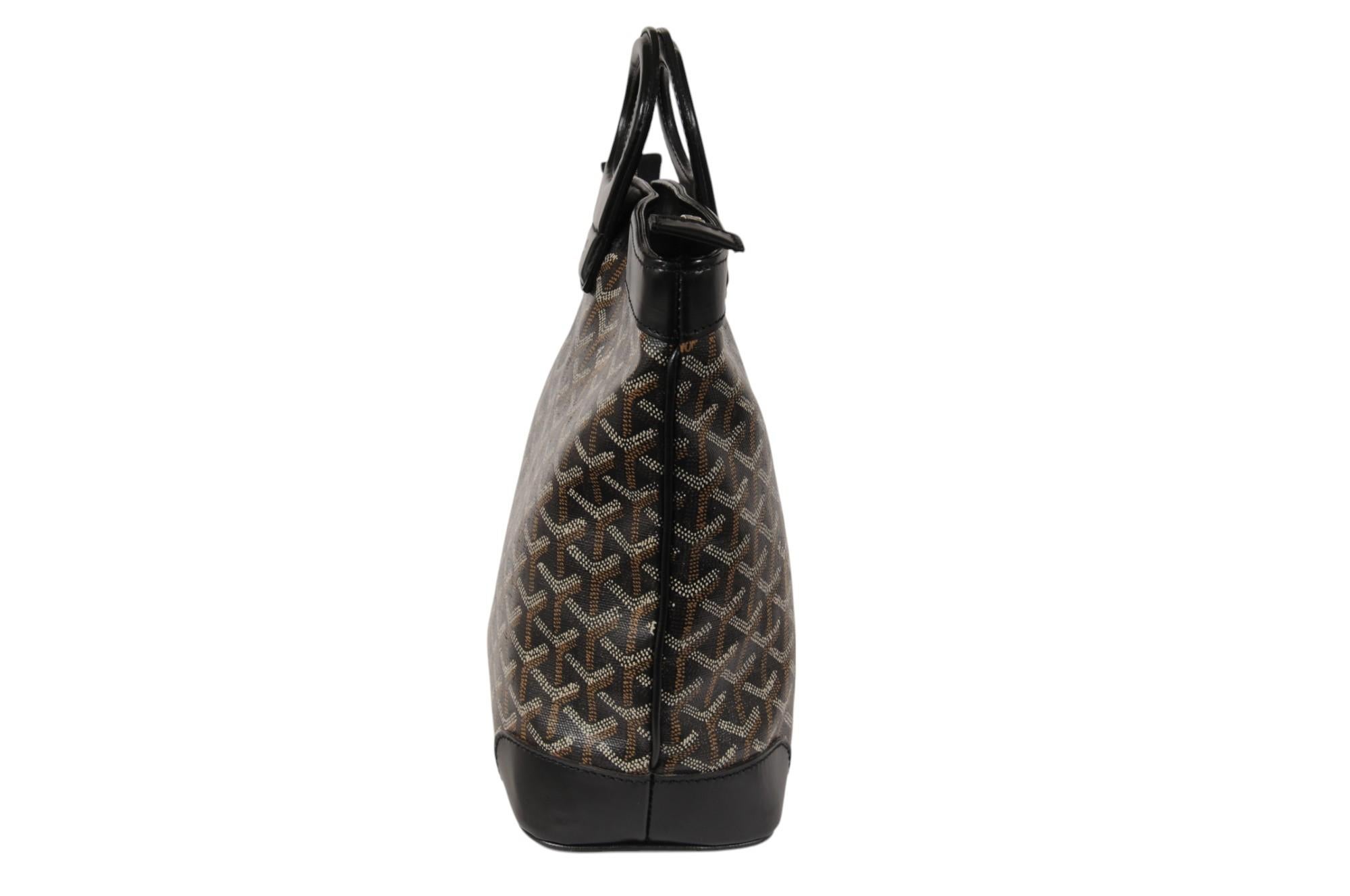Goyard Vintage Beluga PM Top Handle Mini Tote Bag Black Leather Early 2000s For Sale 6