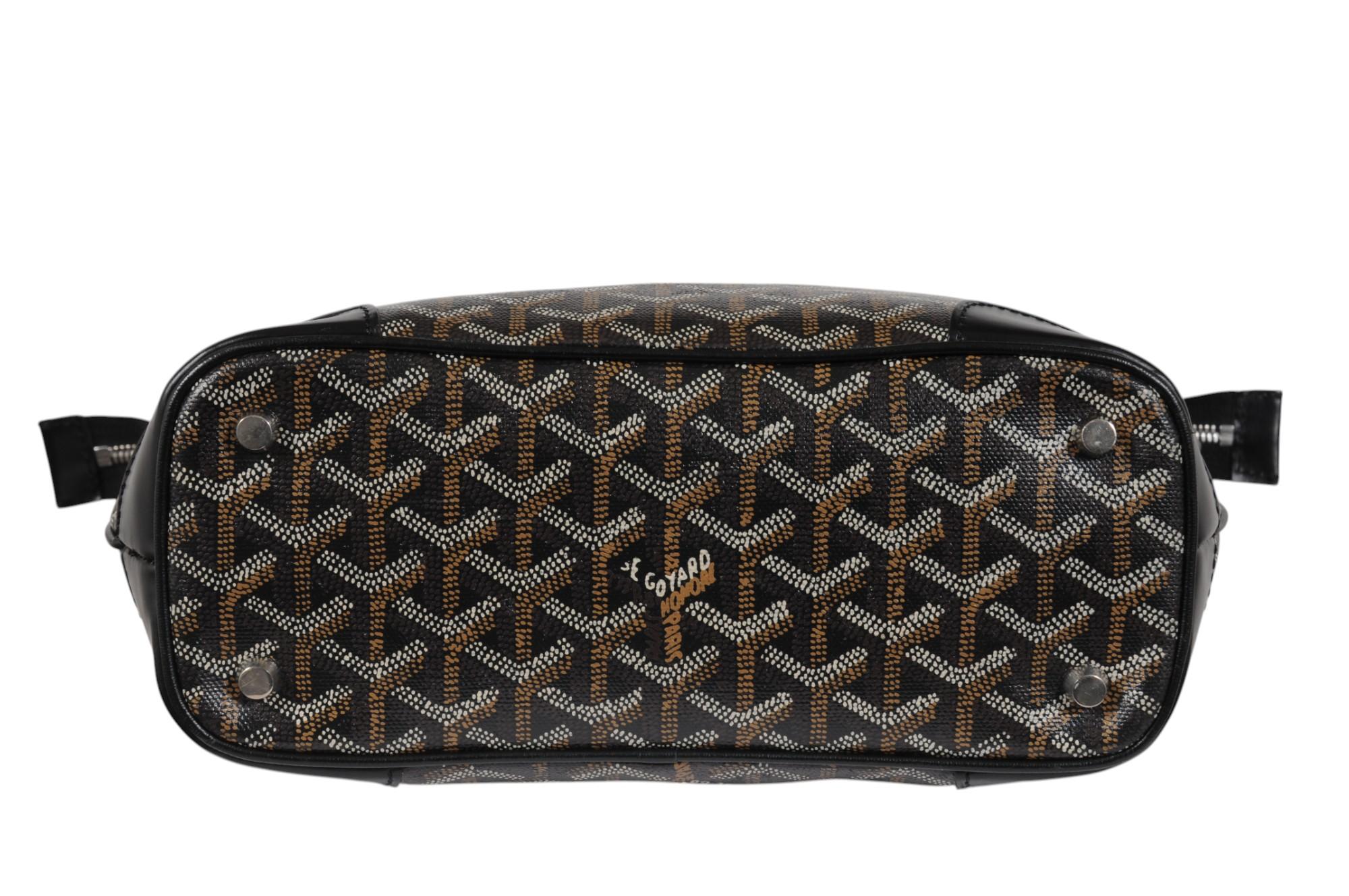 Goyard Vintage Beluga PM Top Handle Mini Tote Bag Black Leather Early 2000s For Sale 7