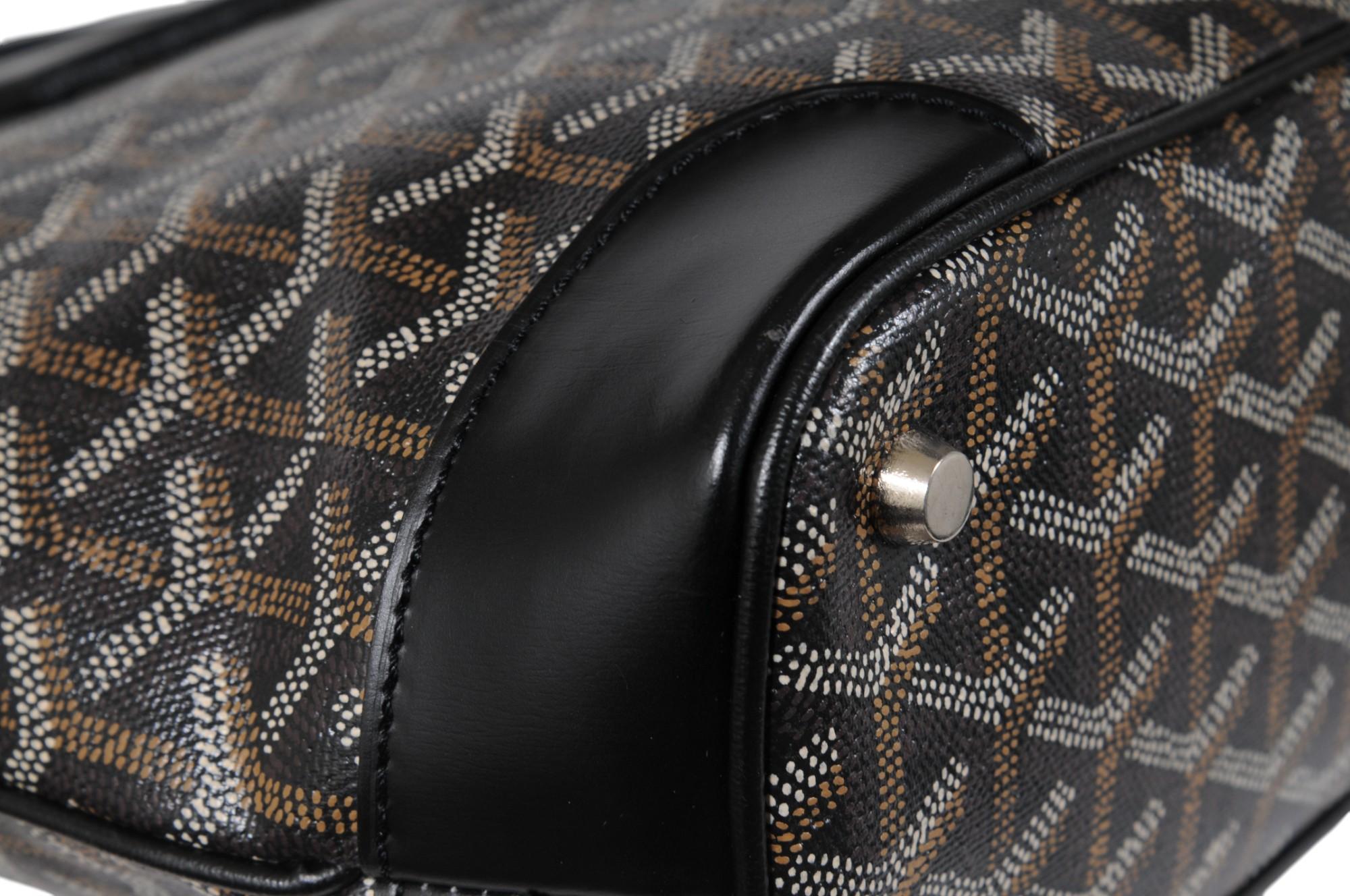 Goyard Vintage Beluga PM Top Handle Mini Tote Bag Black Leather Early 2000s For Sale 8