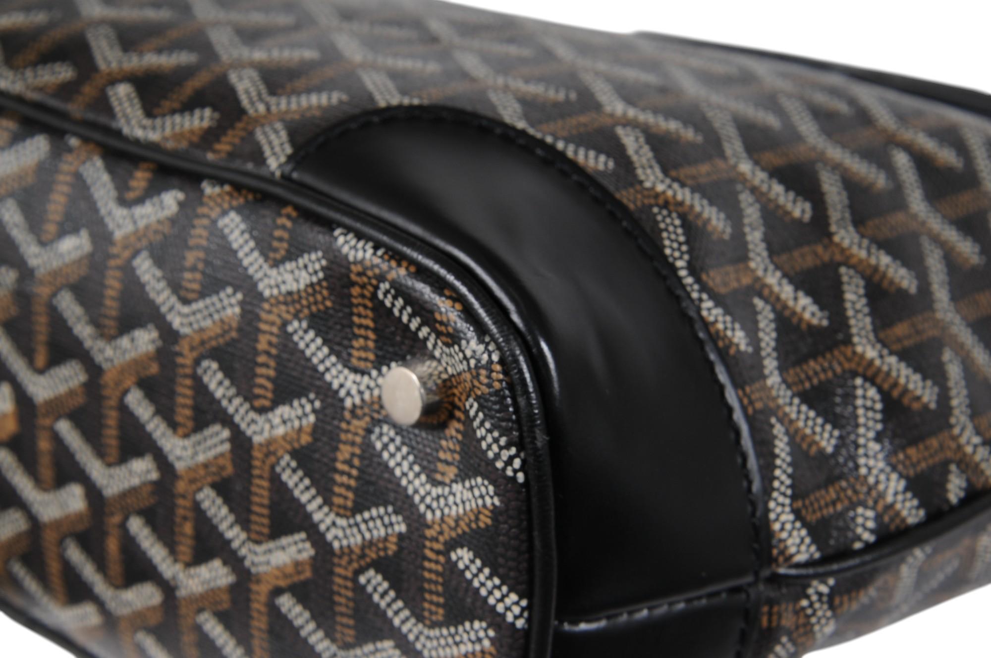 Goyard Vintage Beluga PM Top Handle Mini Tote Bag Black Leather Early 2000s For Sale 9