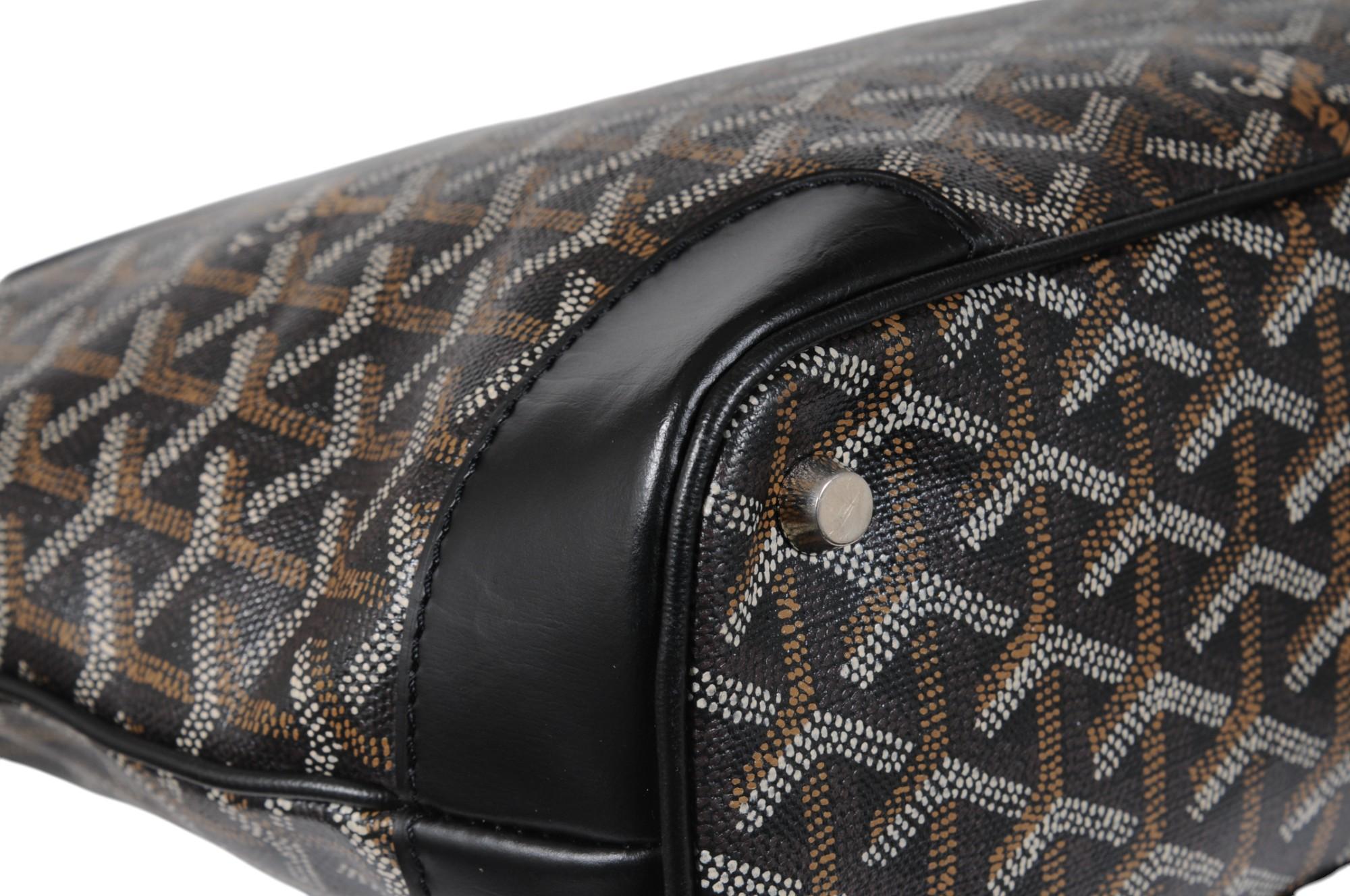Goyard Vintage Beluga PM Top Handle Mini Tote Bag Black Leather Early 2000s For Sale 10