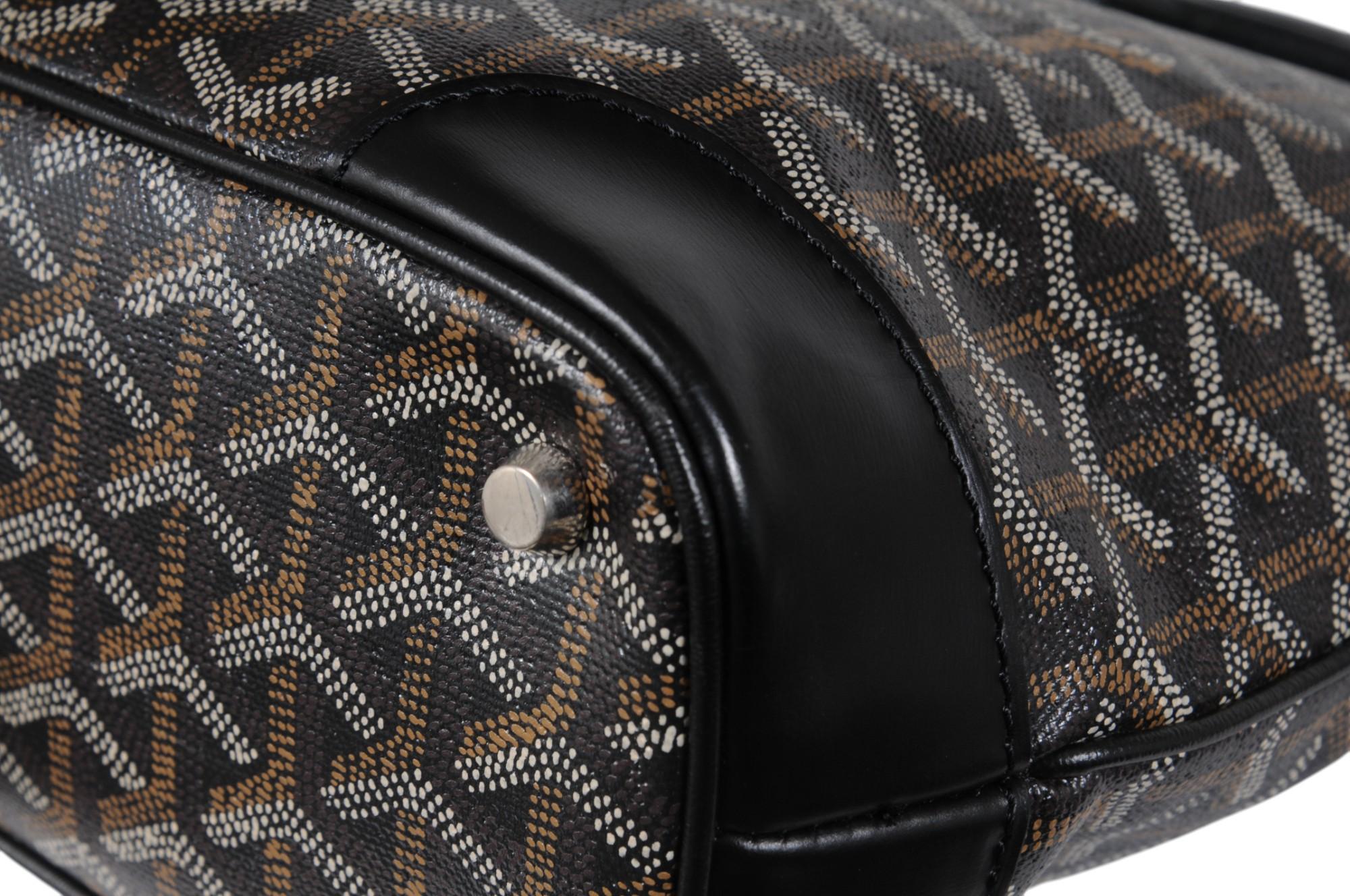 Goyard Vintage Beluga PM Top Handle Mini Tote Bag Black Leather Early 2000s For Sale 11