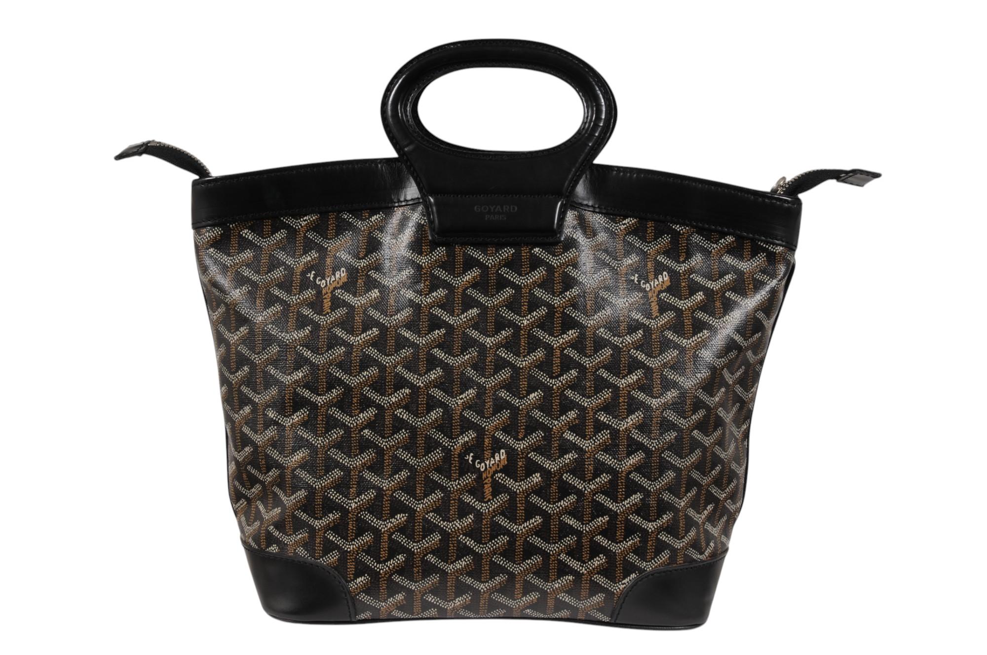 Goyard Vintage Beluga PM Top Handle Mini Tote Bag Black Leather Early 2000s In Good Condition For Sale In North Miami, FL