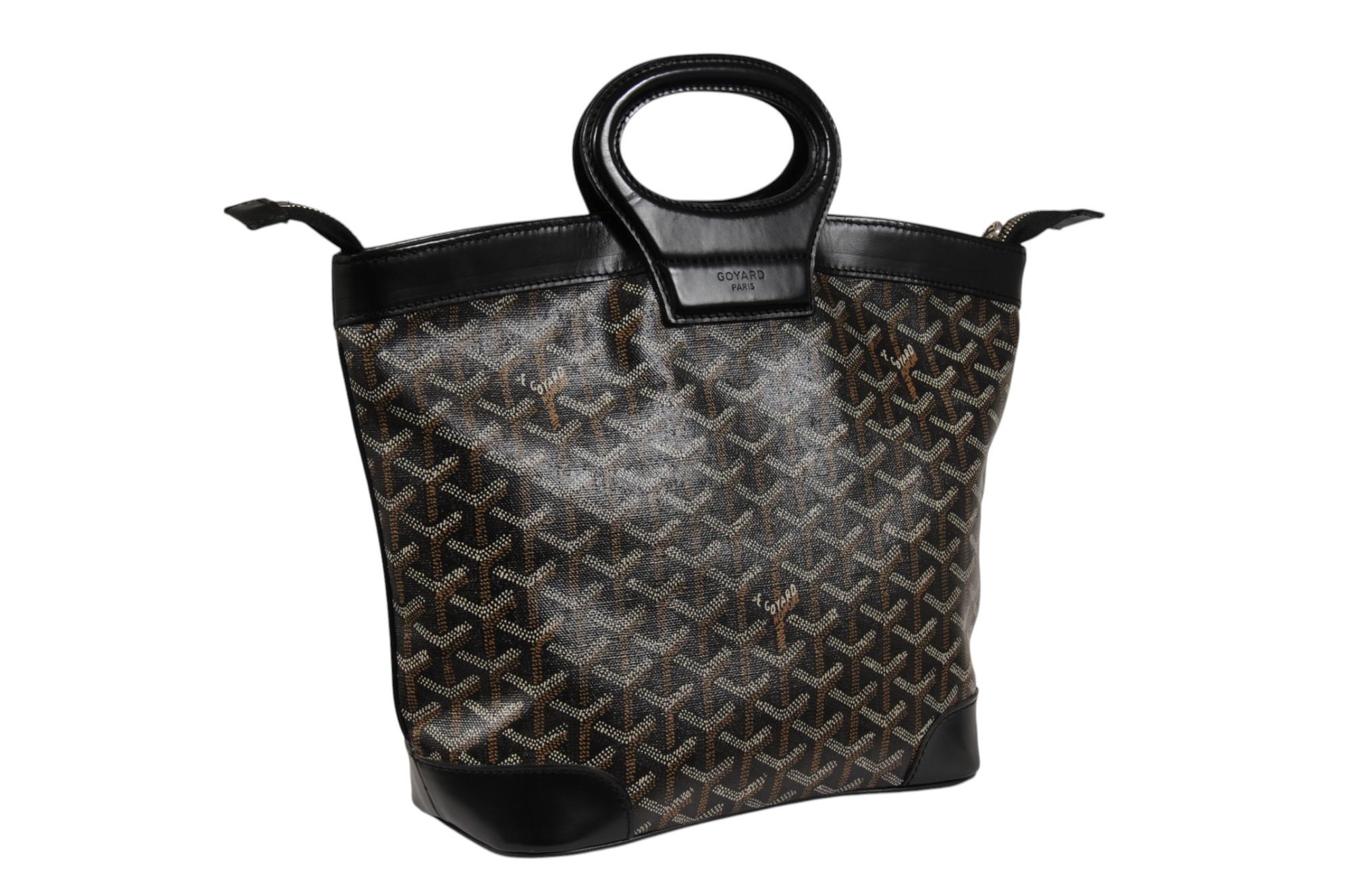 Goyard Vintage Beluga PM Top Handle Mini Tote Bag Black Leather Early 2000s For Sale 1