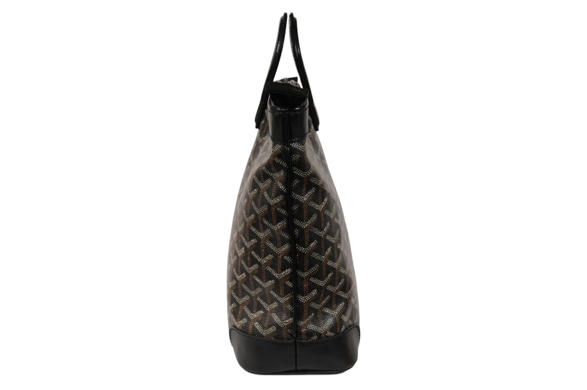 Goyard Vintage Beluga PM Top Handle Mini Tote Bag Black Leather Early 2000s For Sale 2