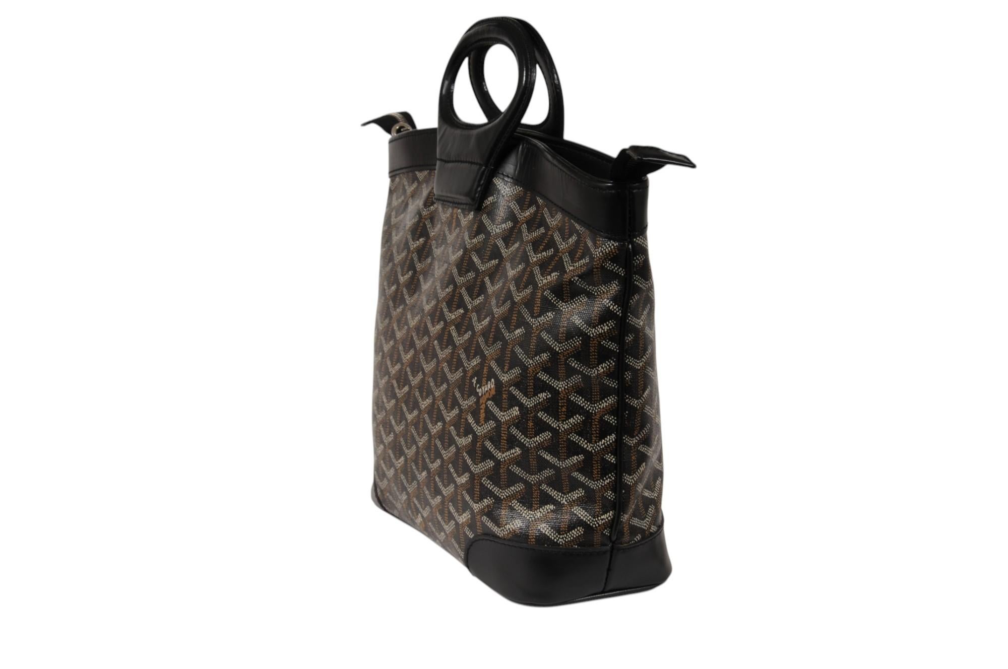 Goyard Vintage Beluga PM Top Handle Mini Tote Bag Black Leather Early 2000s For Sale 3