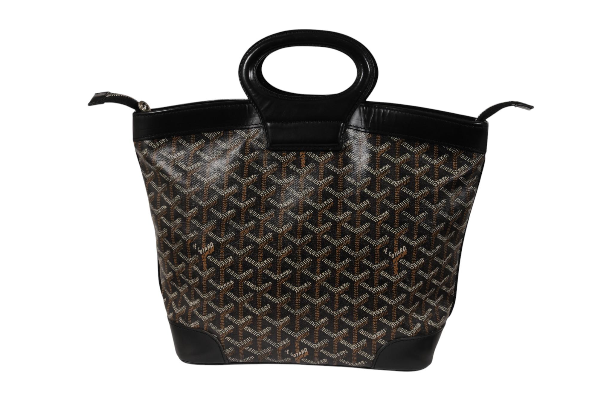 Goyard Vintage Beluga PM Top Handle Mini Tote Bag Black Leather Early 2000s For Sale 4