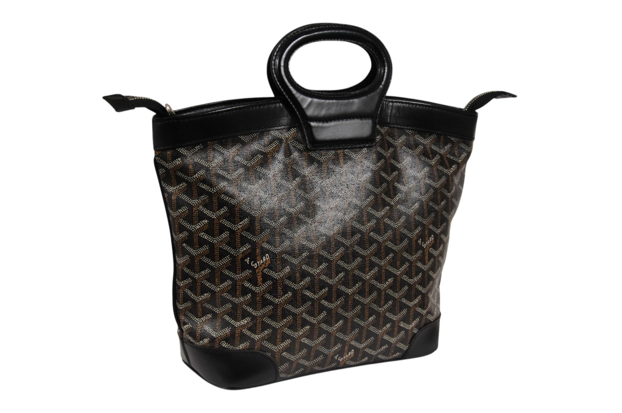 Goyard Vintage Beluga PM Top Handle Mini Tote Bag Black Leather Early 2000s For Sale 5
