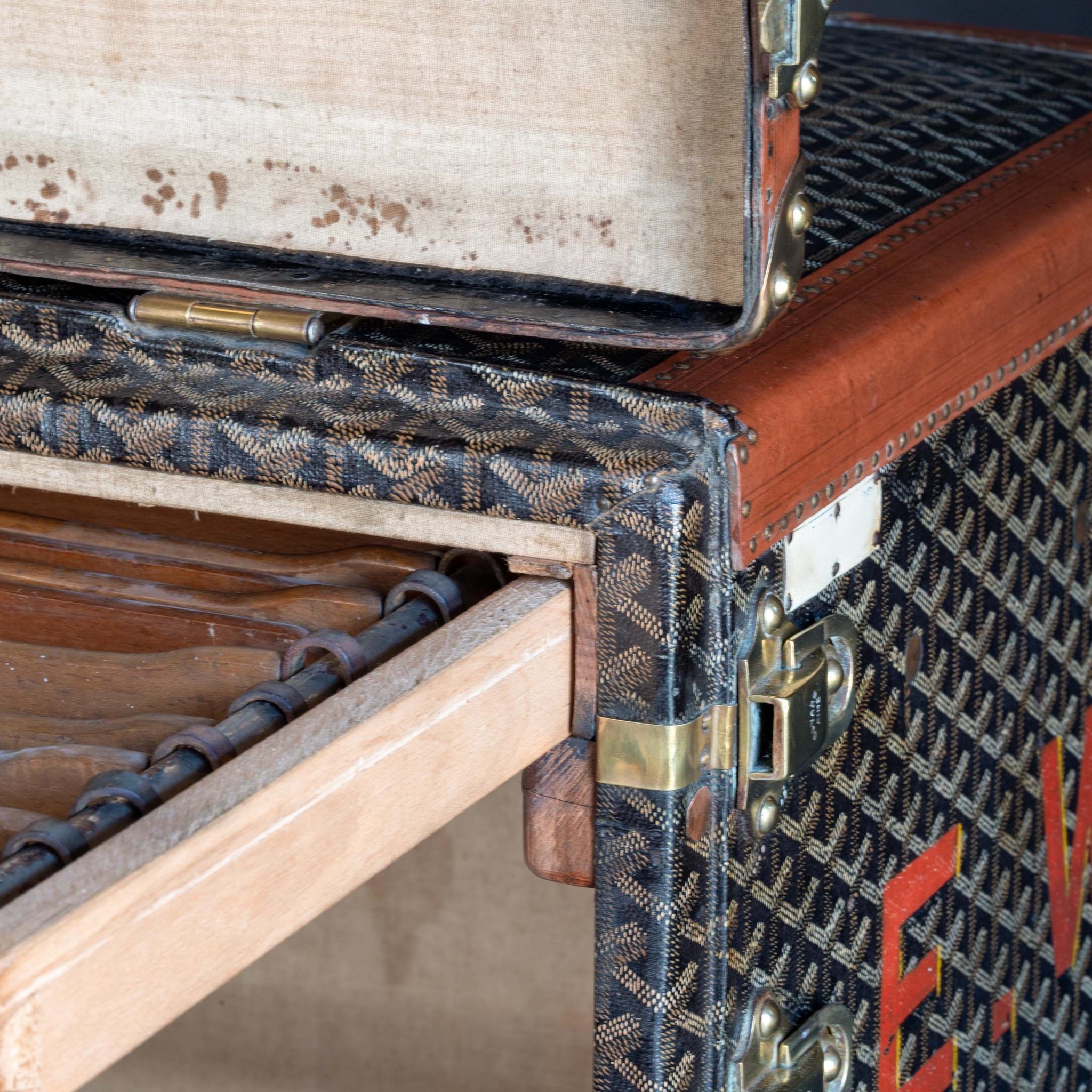 Goyard Wardrobe Trunk, circa 1920 For Sale 10