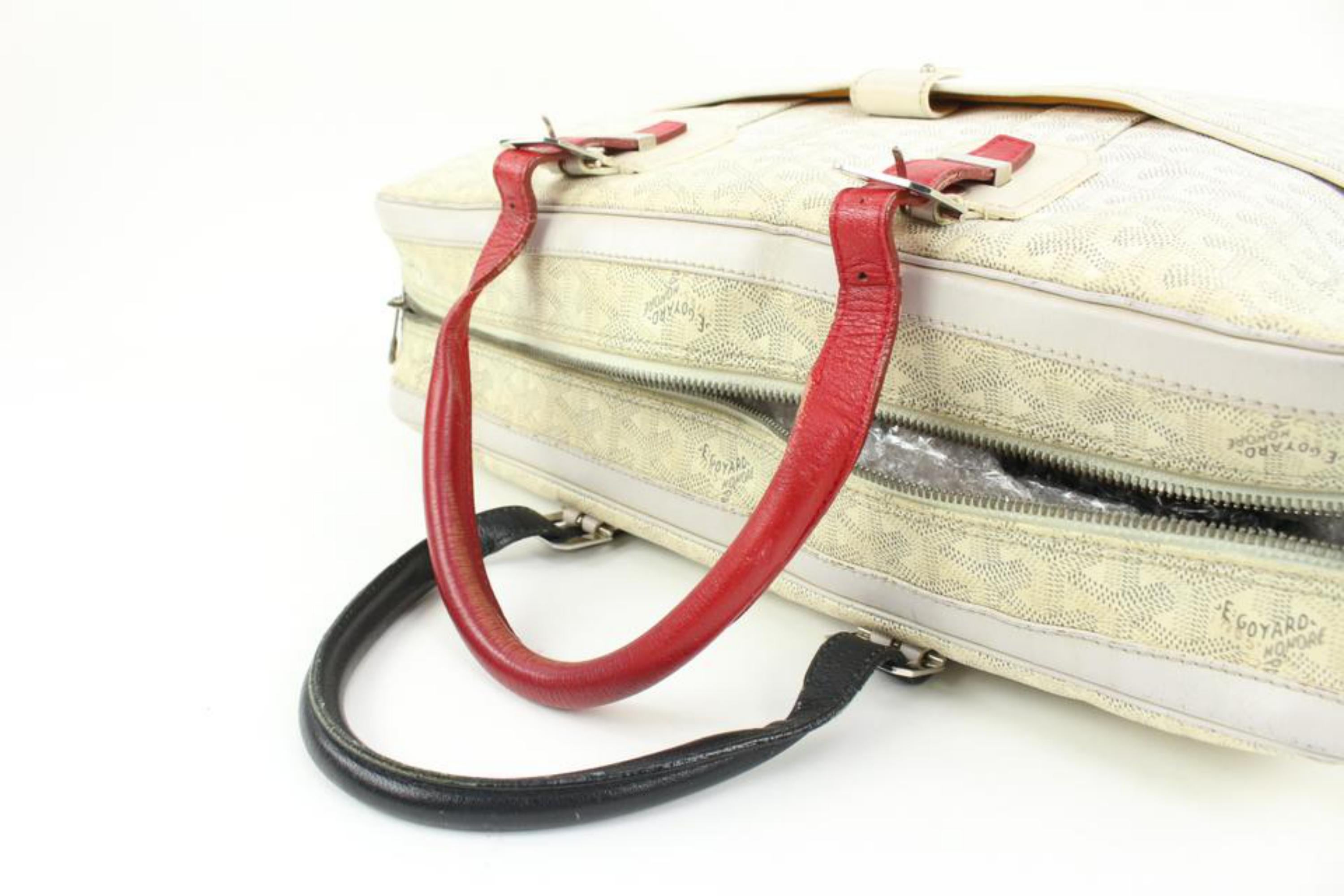 Goyard White Chevron Ambassade MM Briefcase Business Bag 12gy222s Pour femmes en vente