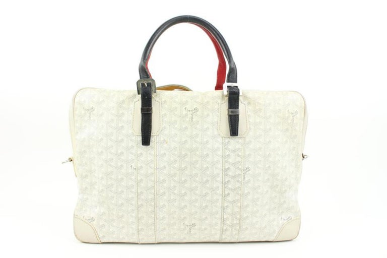 Goyard White Chevron Ambassade MM Briefcase Business Bag 12gy222s