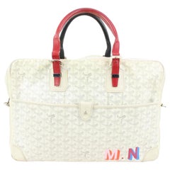 Goyard White Chevron Ambassade MM Briefcase Business Bag 12gy222s