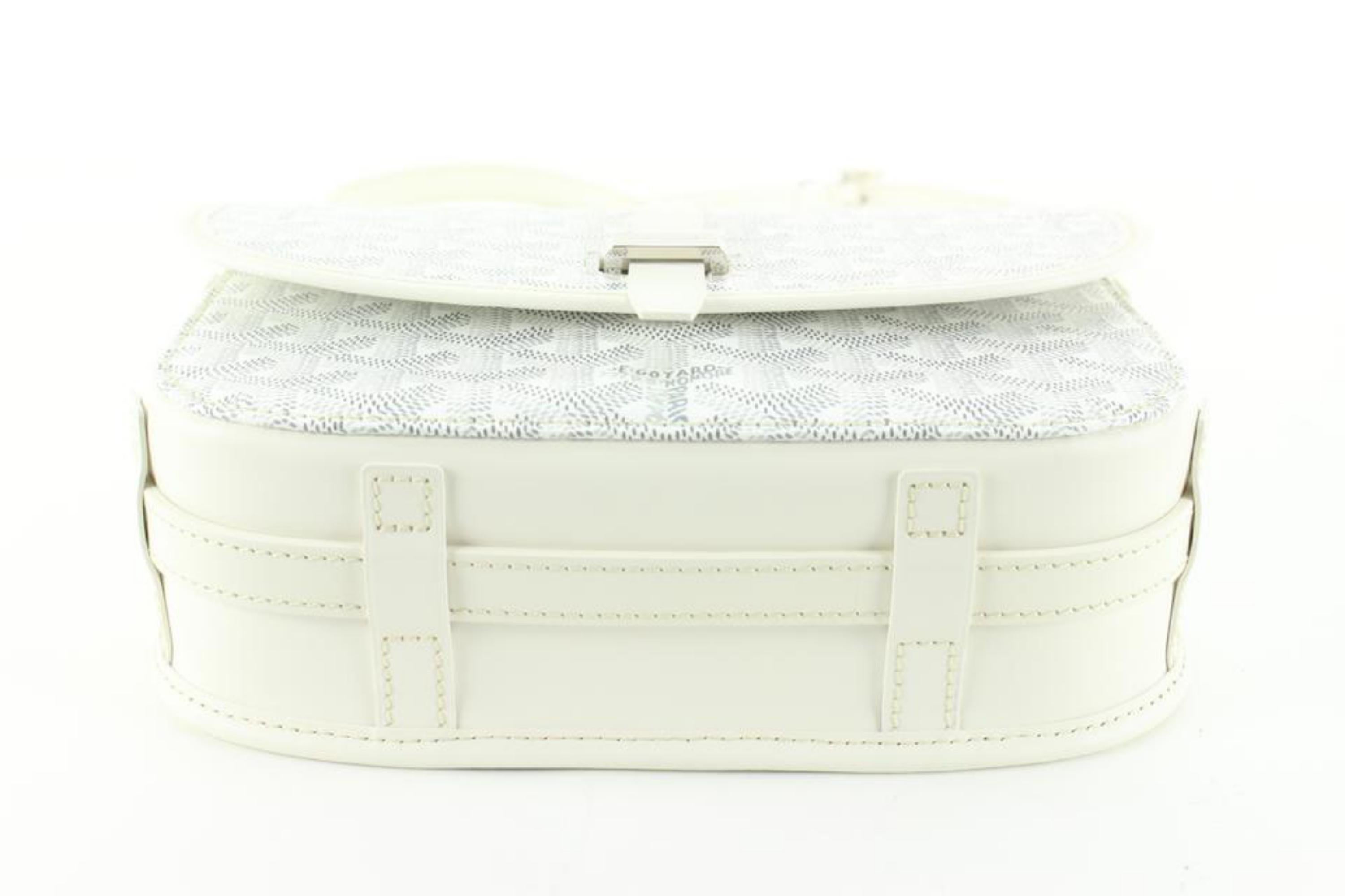 Goyard White Chevron Belvedere II PM Crossbody 26gy721s In Excellent Condition In Dix hills, NY