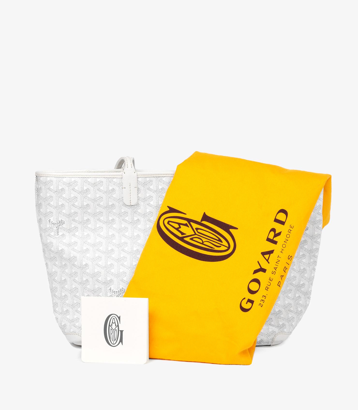 Goyard White Chevron Coated Canvas & Calfskin Leather Artois PM in vendita 6